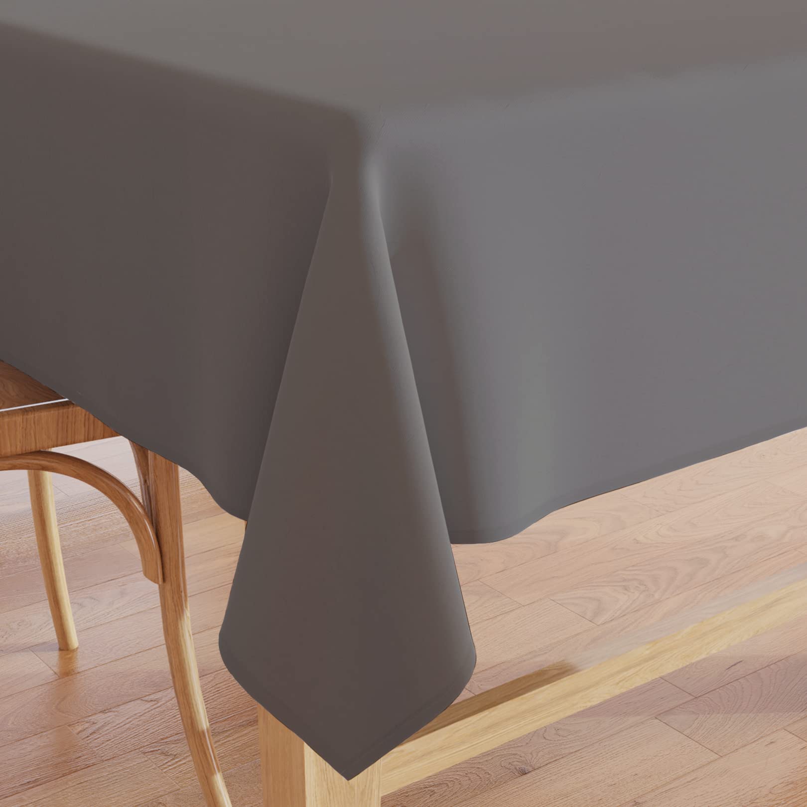 Encasa 100% Cotton Canvas Tablecloth With Grey Solid Color & Rectangular Size 56X84 In, 7 Ft For Dinning Table Fall Decoration,