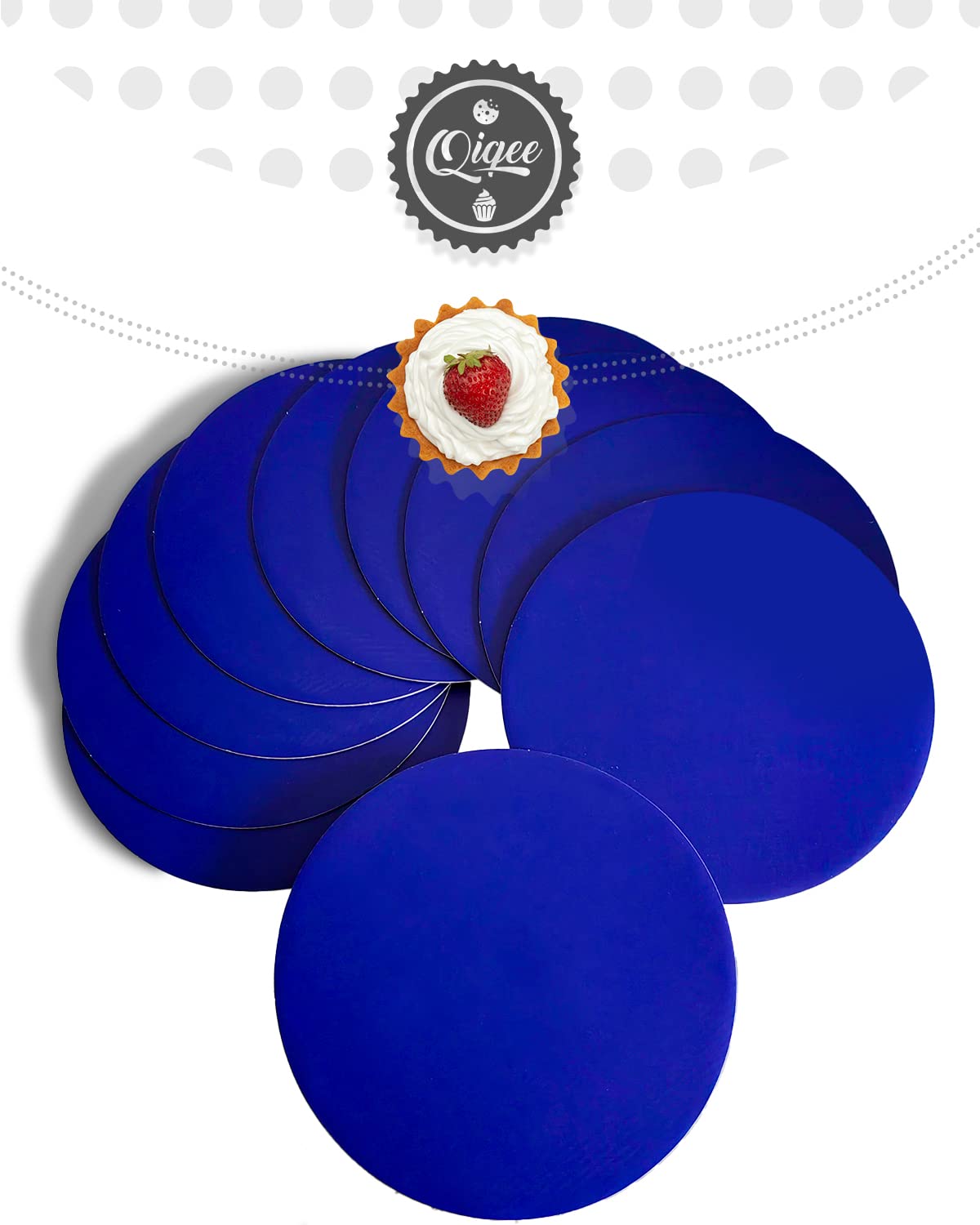 Qiqee 6 Inch Deep Blue Cake Boards Round 40-Packs Circles Rounds Base Food-Grade Cardboard Cake Plate(Thinner But Stronger)