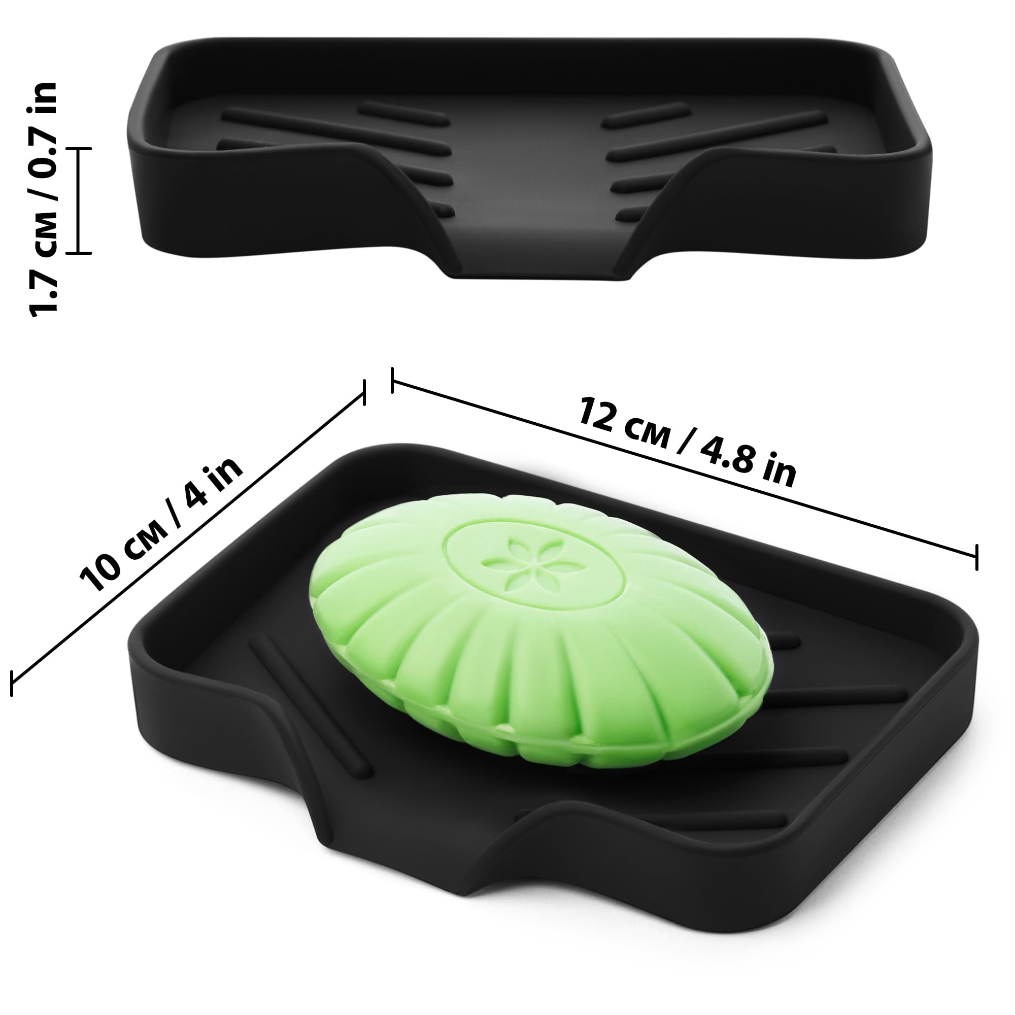 Black Silicone Soap Dish Tray  Self Draining Soap Holder for Bar Soap  Silicone Soap Tray with Drainage  Soap Dishes for Bar Soap  Soap Bar Holder  Dish Soap Tray for Kitchen Counter  Plastic Free