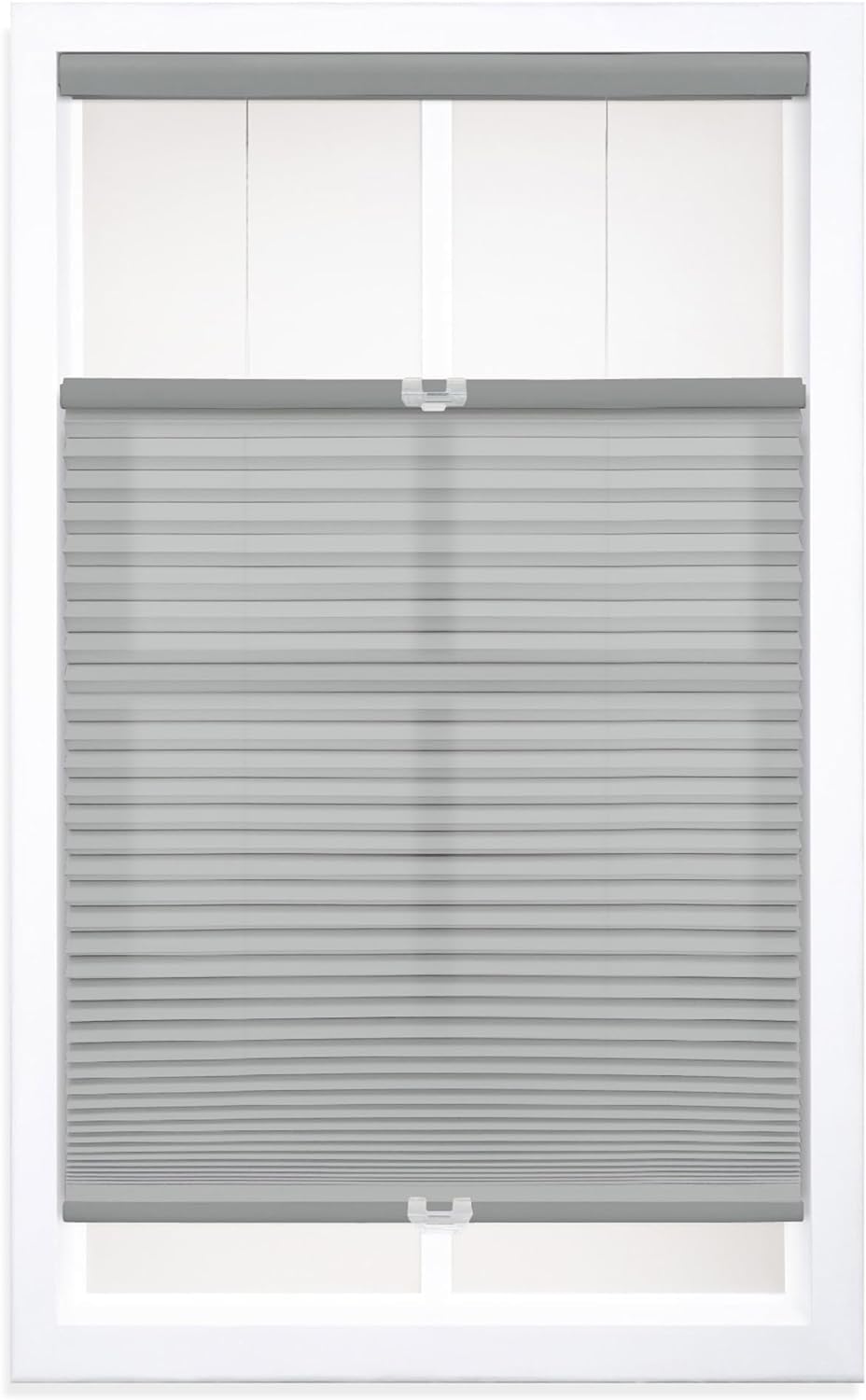 DEZ FURNISHINGS Cordless 1.5 Light Filtering Top Down Bottom Up Cellular Shade, 22.5 W x 54 H, Anchor Gray