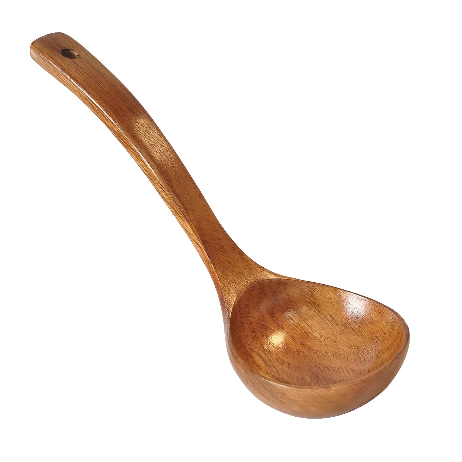 FJNATINH Wooden Soup Ladle with Long Handle Handmade Wooden Spoons for Cooking Kitchen Cookware Utensil