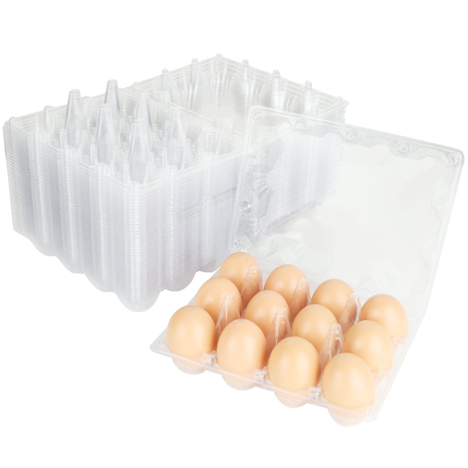 Plastic Egg Cartons Bulk, 40 Packs Empty Clear Plastic Egg Cartons To 12 Eggs, Reusable Chicken Egg Cartons For Family Pasture C