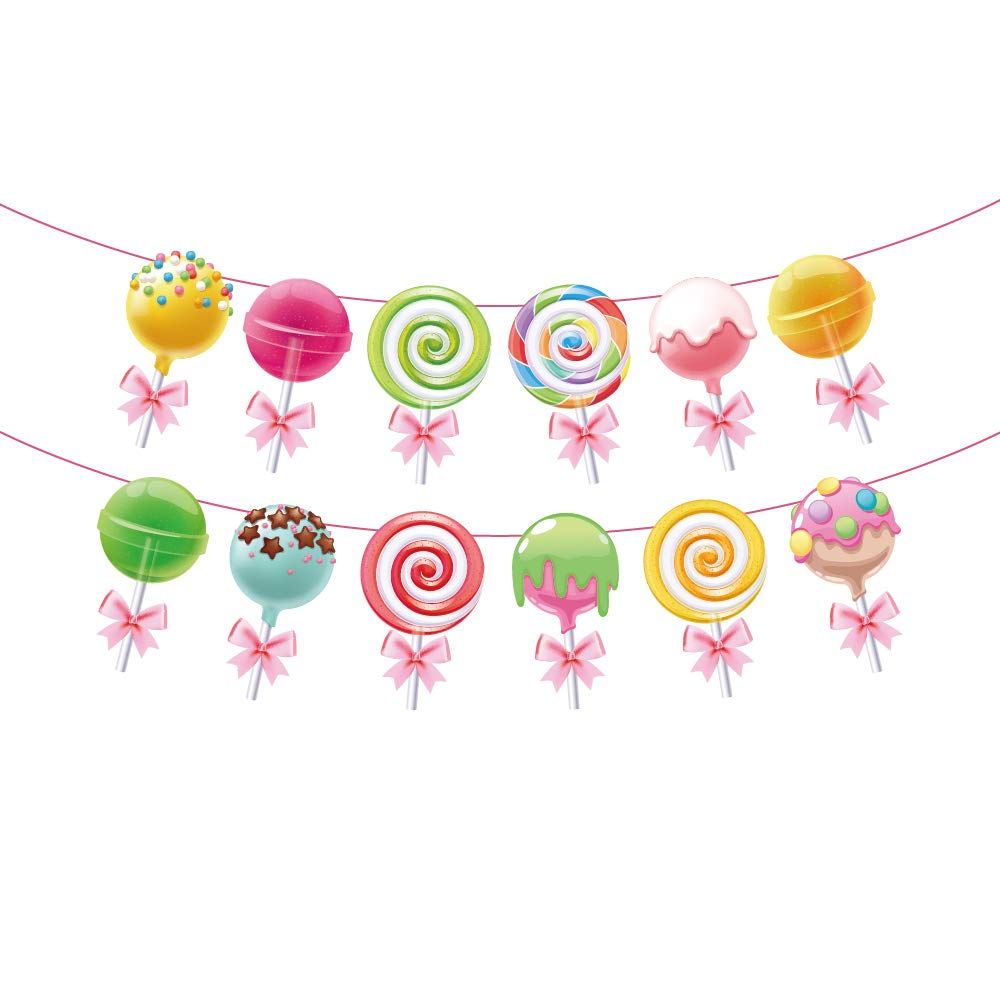 CC HOME Candy Party Decorations - Lollipop Bunting Banner for Girls  Birthday, Baby Shower & Wedding Bridal Showers