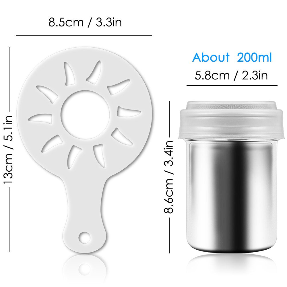 3 Pack Stainless Steel Powder Shaker, Suger Shakers Coffee Cocoa Dredges With Fine-Mesh Lid, Aifuda Power Can For Cooking Home R