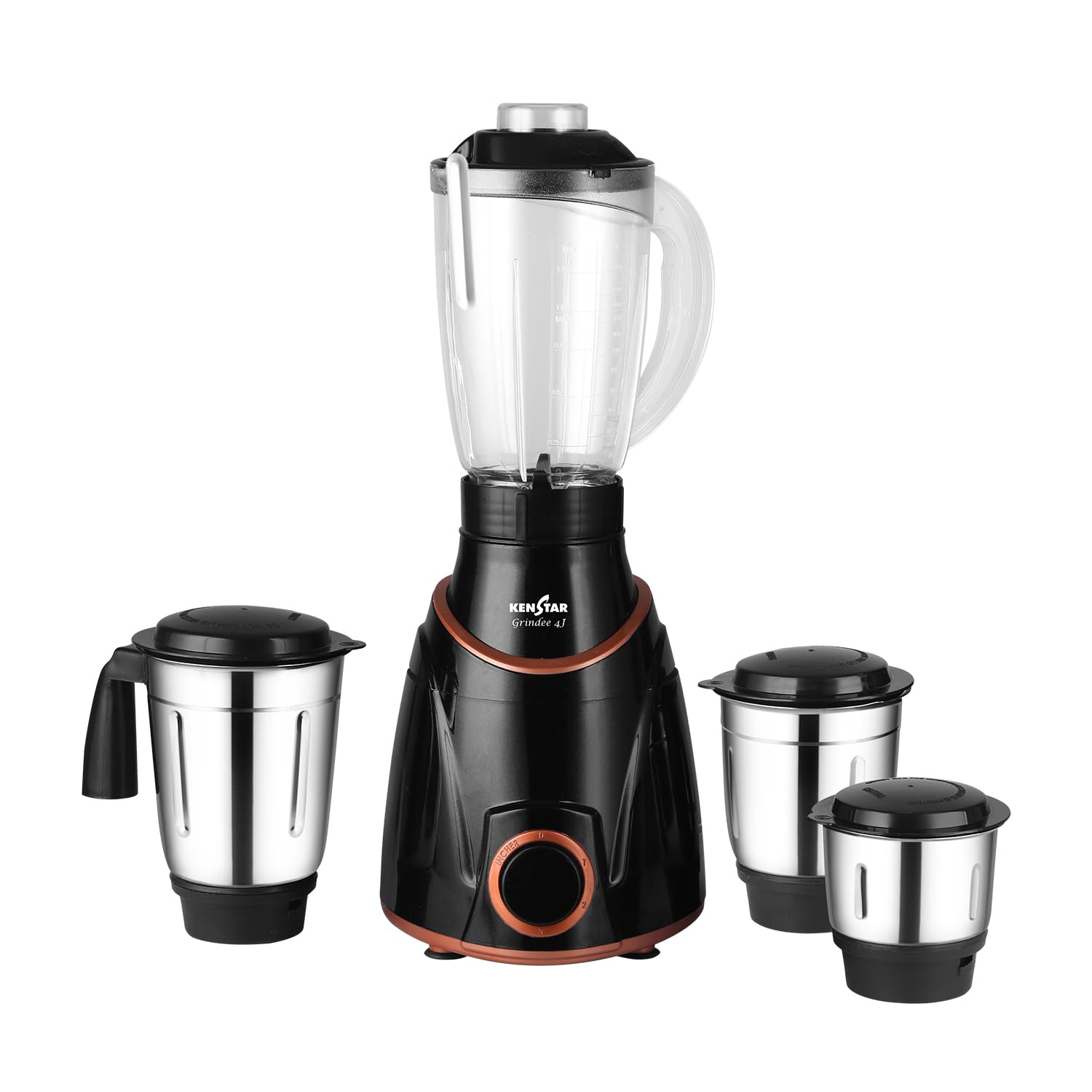 Kenstar Grindee 4J Mixer Grinder | 4 Stainless Steel Multipurpose Jars | 750 W | Black