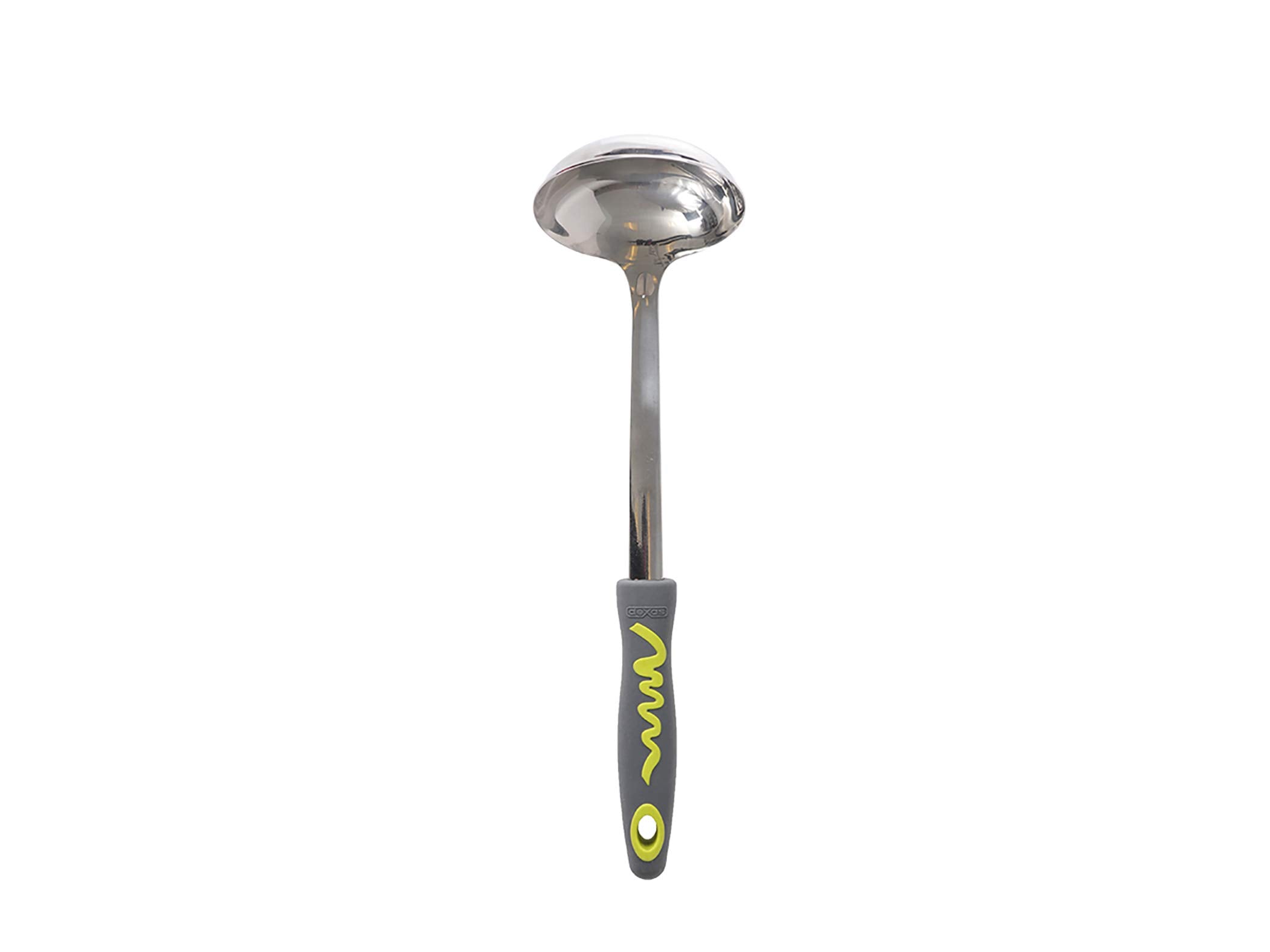 Dexas Confetti Collection Stainless Steel Ladle, Gray with Green Accent
