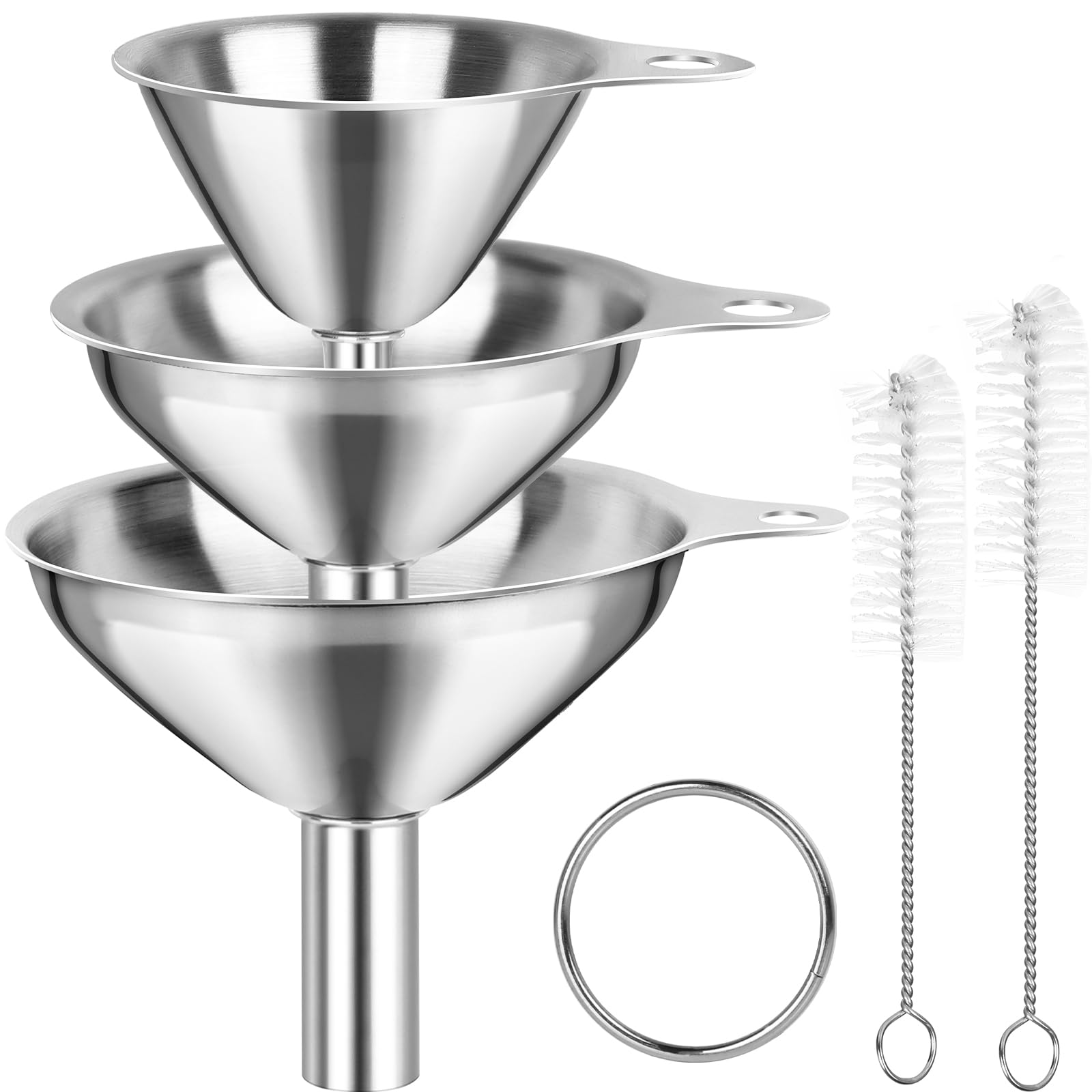 Kitchen Funnels for Filling Bottles, YGDZ 3pcs Small/Medium/Large Food Grade Stainless Steel Metal Kitchen Funnels Set for Essen