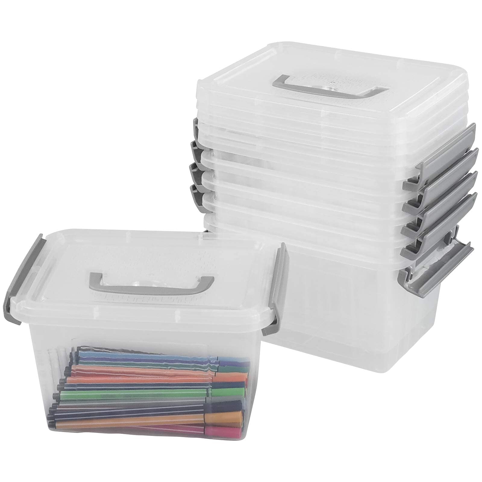 Joyeen 3 L Small Storage Bins, Clear Storage Box With Lid, 6 Pack