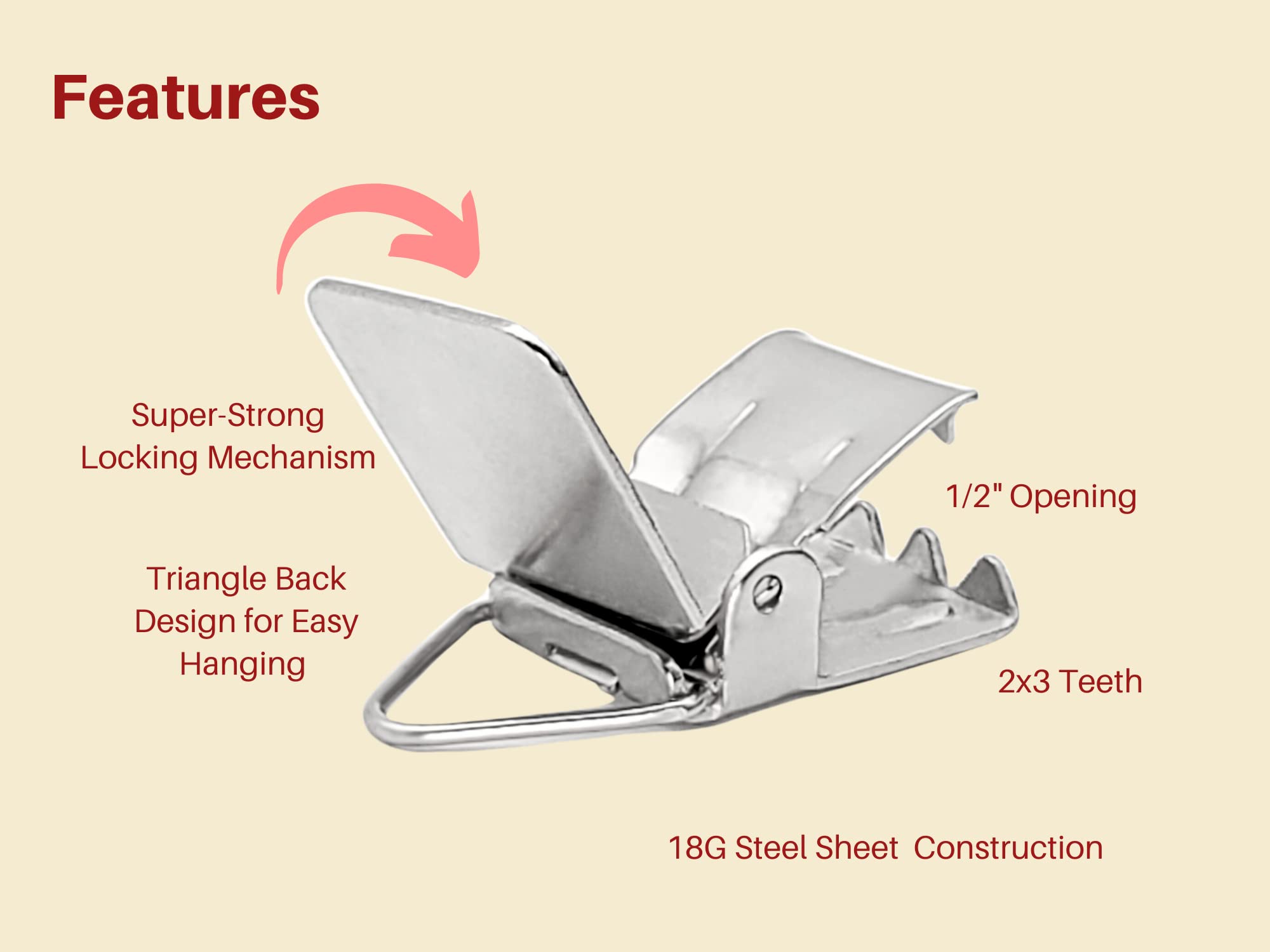 Hanging Clips Pack Of 10 Triangle Back Medium Power For Tapestry Small Rugs,Towel, Shawl And Paintings By Wise Linkers (Silver)