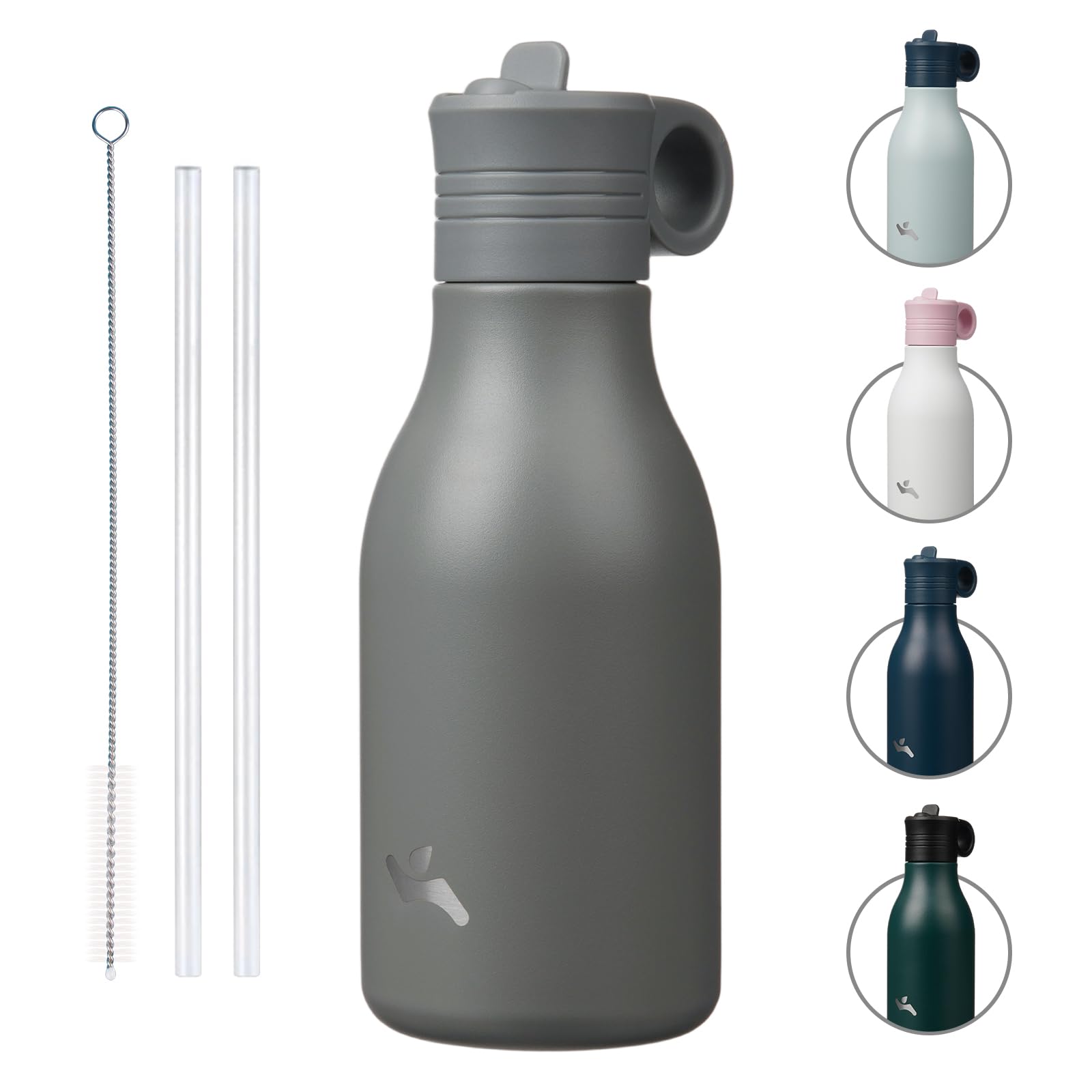 Konokyo 25oz Insulated Travel Water Bottle with Straw, Grey