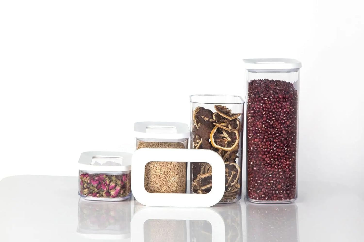 Mixen Air Tight Containers For Kitchen Organizer Storage Set, Transparent, 15L X 9W X 6H Centimeters, 5Piece Set