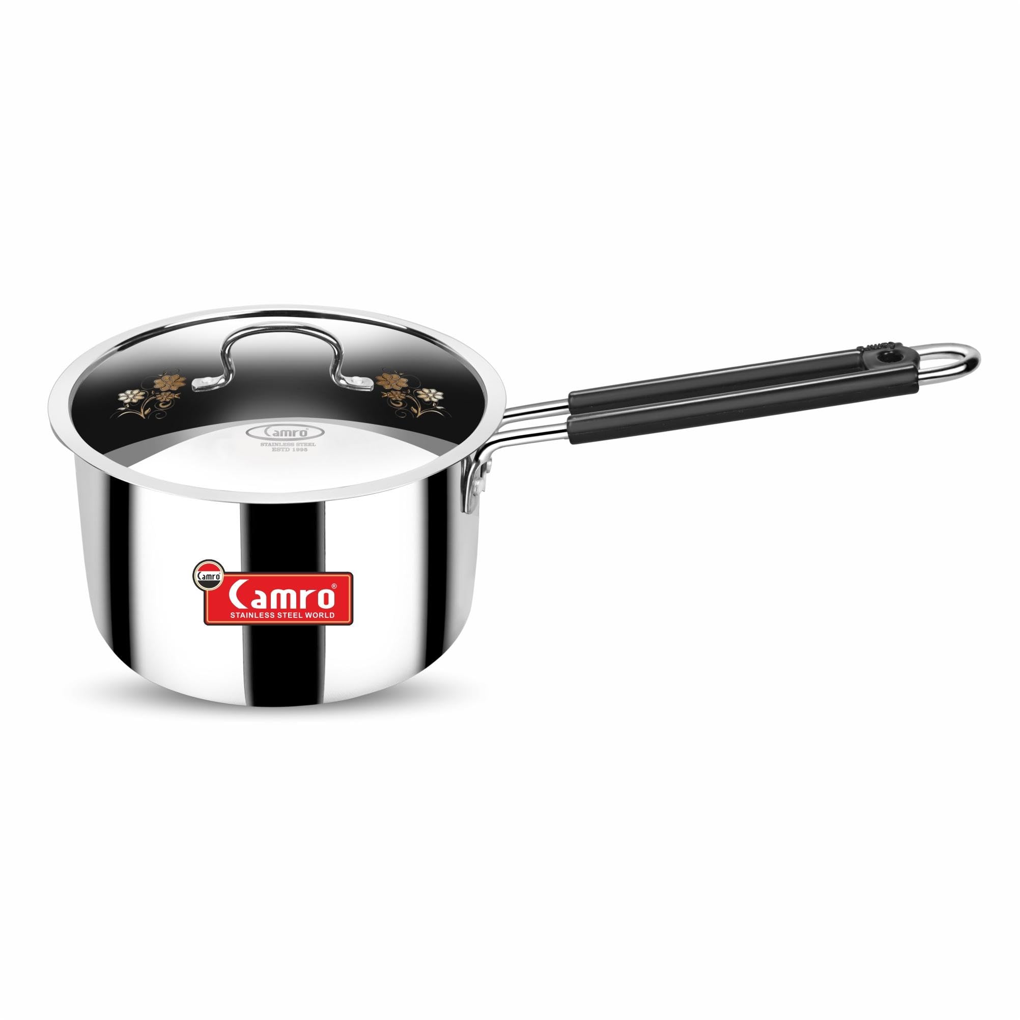 Camro Tripro Triply Artisian With Lid (15 No, 4.5 Liters) Tea Pan Milkpan Saucier Cooking Pot For Chai Boil Warm HerbSpiceInfu