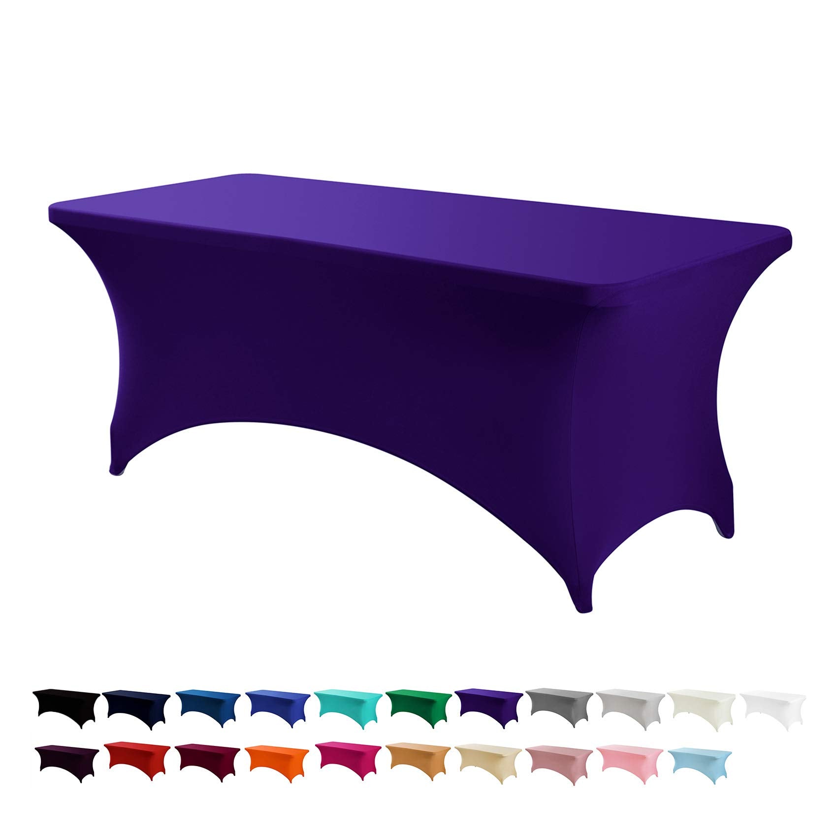 Peomeise 6Ft Spandex Table Cover Rectangular Stretch Spandex Tablecloth (Purple,6Ft)
