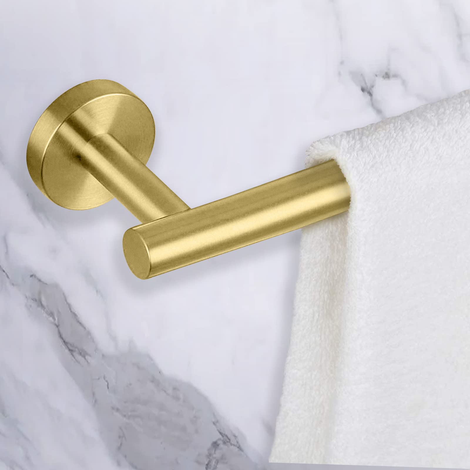 Cilee 2 Pieces Brushed Gold Bathroom Towel Bar  24 Inch Double Towel Racks Bathroom Towel Holder Towel Hanger for Bathroom Stainless Steel Wall Mount