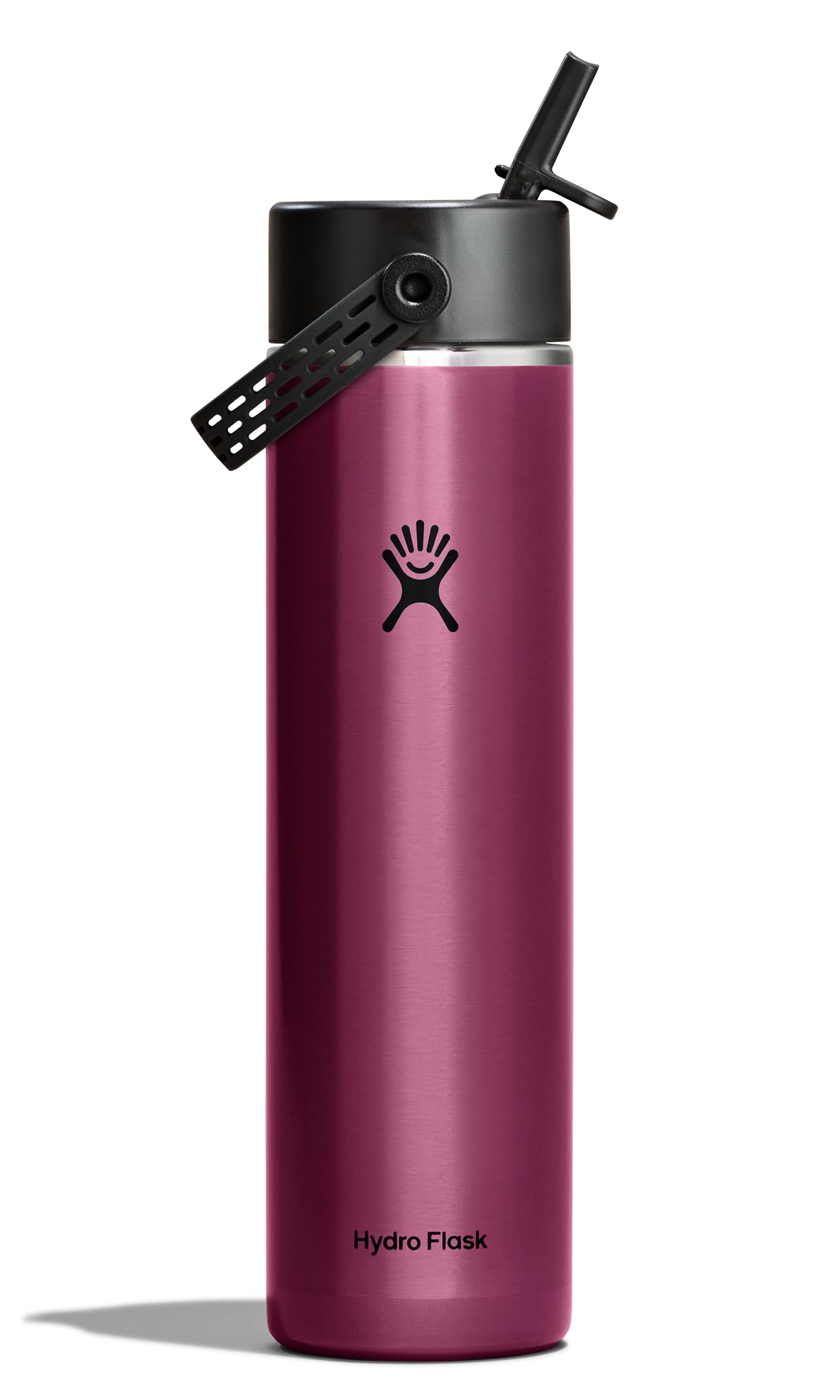 Hydro Flask 24 Oz Lightweight Wide Straw Lid - Insulated Stainless Steel Water Bottle - Hiking, Commuting Garnet Red