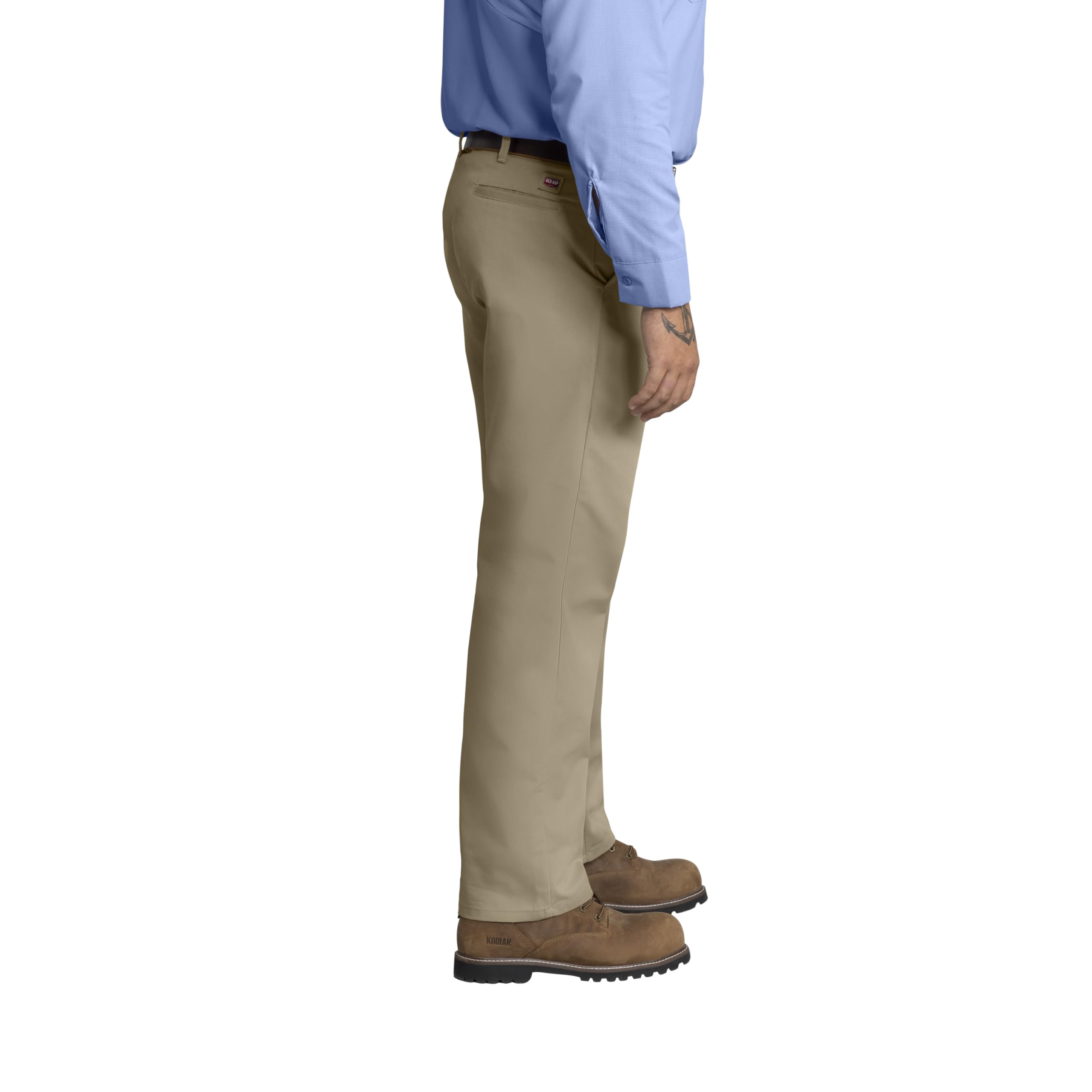 Red Kap Mens Stain Resistant, Flat Front Work Pants, Khaki, 33W X 34L