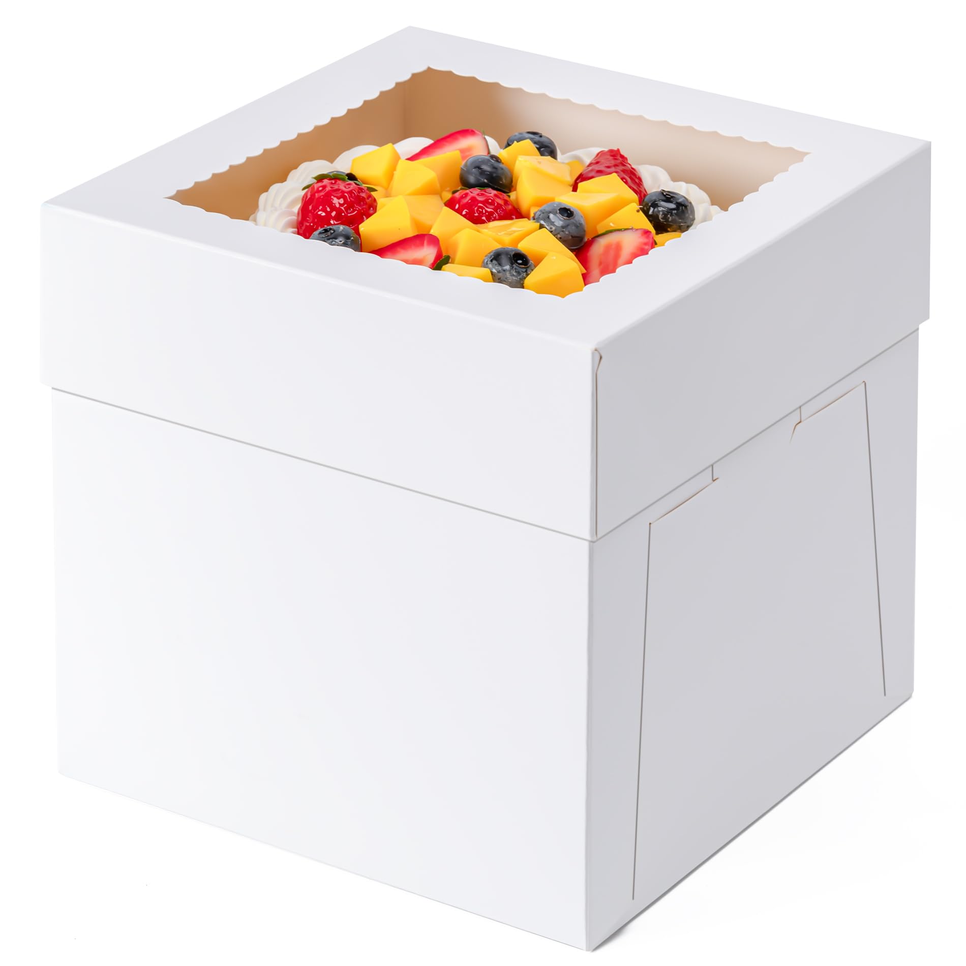 5 Pack Cake Boxes 12 Inch, 12x12x8 Inches Tall Cake Large Box, Disposable Cakes Transport Containers with Lids, Bakery Boxes wit