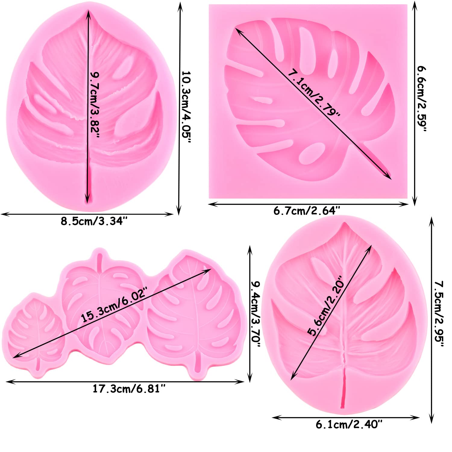 Rfghac Leaf Silicone Mold Tropical Leaf Fondant Molds Cake Decoration Cupcake Topper Chocolate Candy Gum Paste Polymer Clay Set