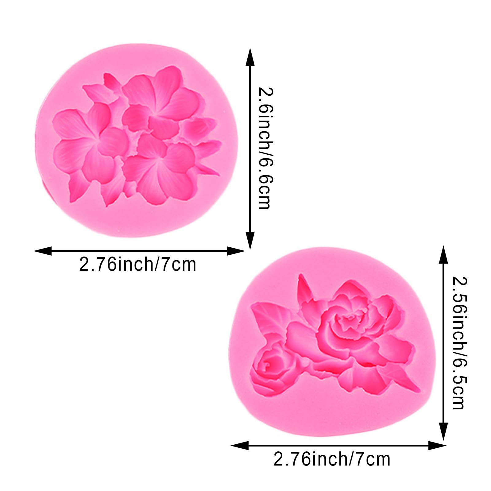2 Pack Flower Fondant Molds Silicone Gardenia Plumeria Rubra Flower Mold Candy Chocolate Kitchen Baking Tools, Cookies, Flower P