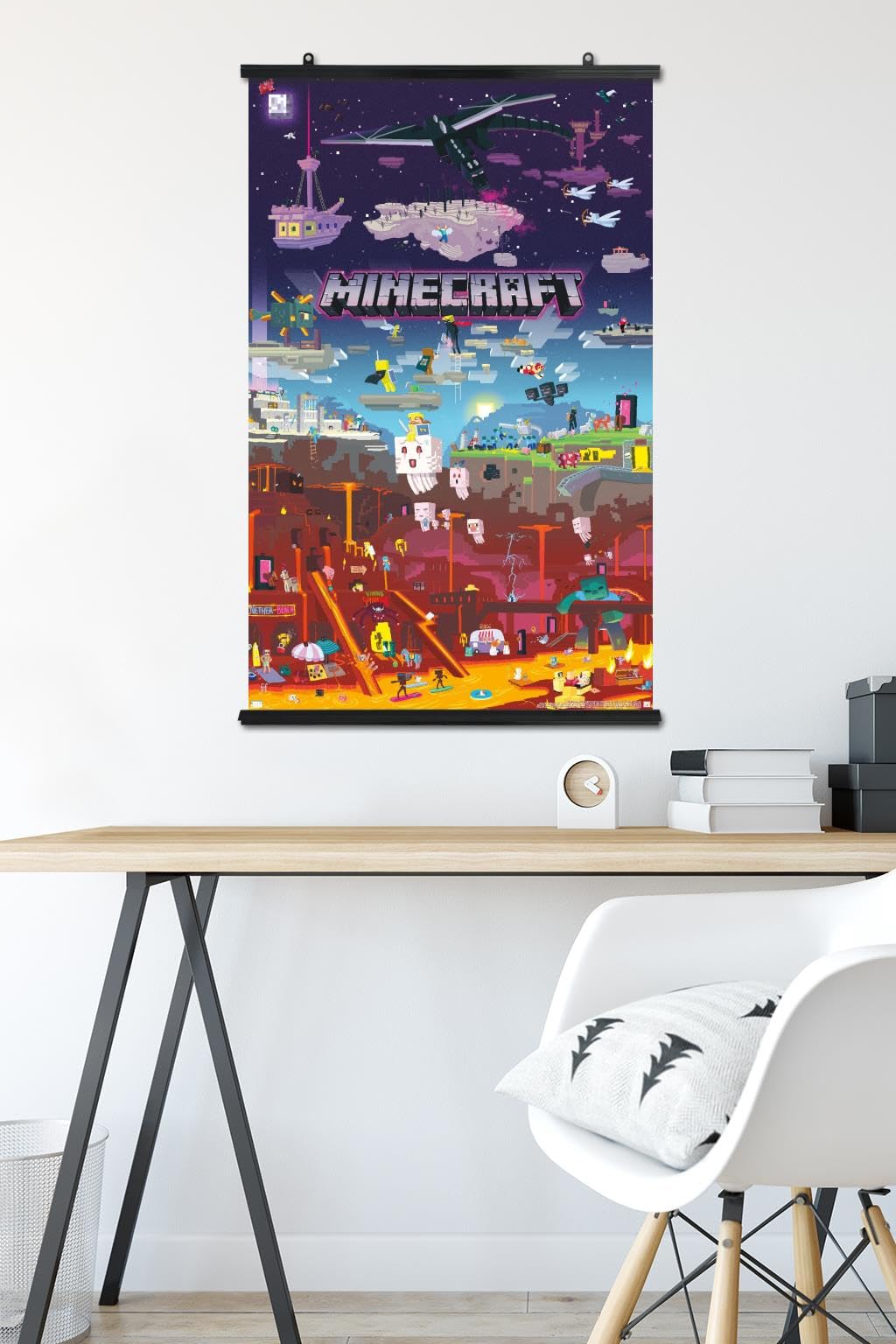Trends International Minecraft - World Beyond Wall Poster, 22.375'' X 34'', Premium Poster & Clip Bundle