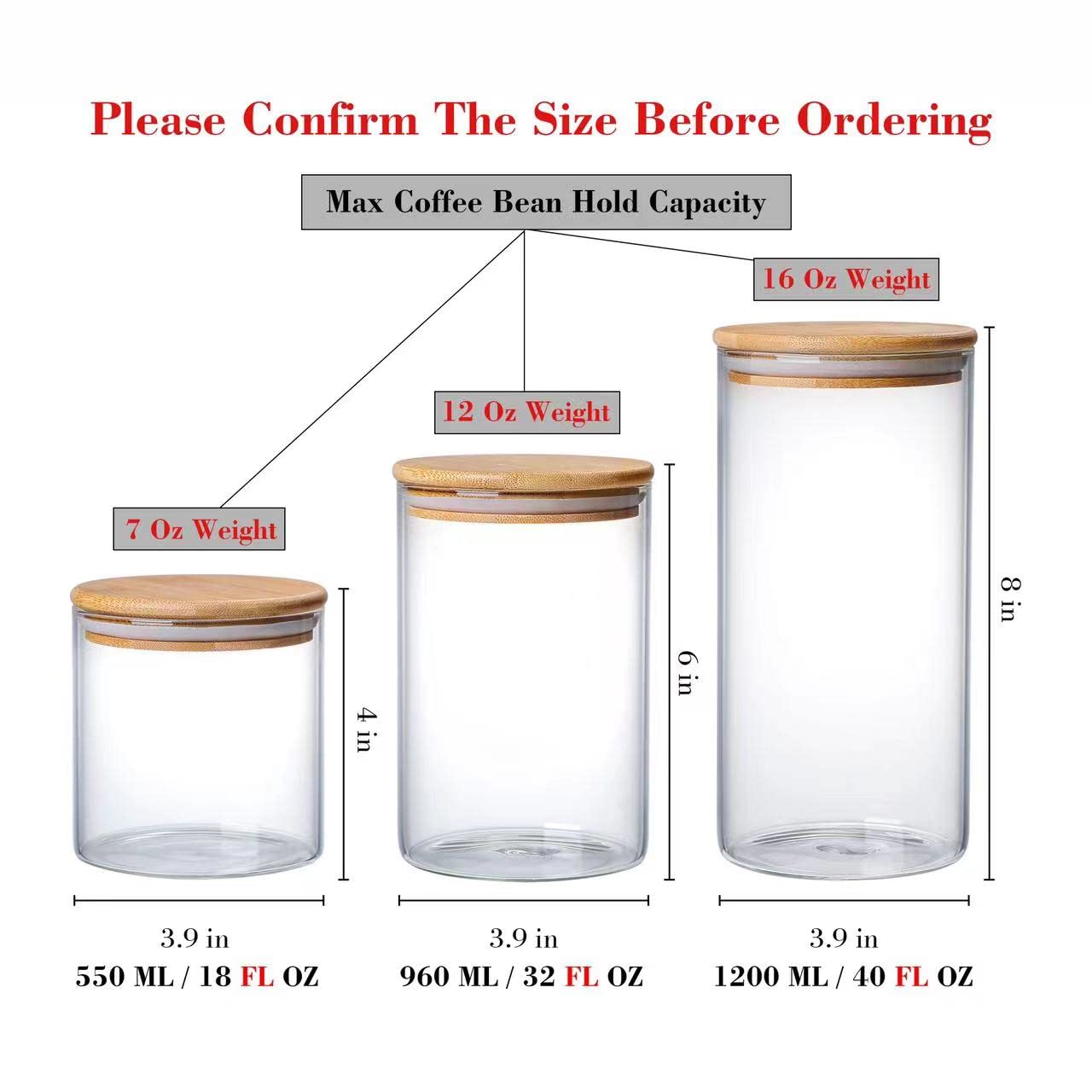 Molfuj 1200 Ml / 40 Fl Oz Glass Storage Container With Wood Lid, Stackable Clear Decorative Organizer Bottle Canister Pantry Jar