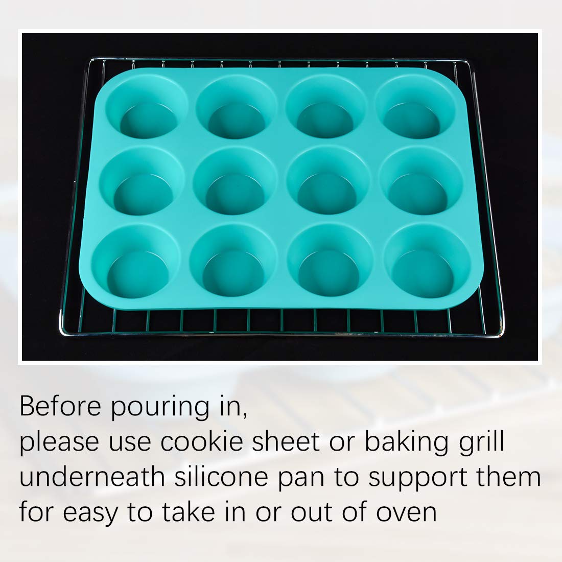 Caketime Silicone Muffin Pan Set, Cupcake Pans 12 Cups Silicone Baking Molds, Food Grade, Pinch Test Approved, Pack Of 2