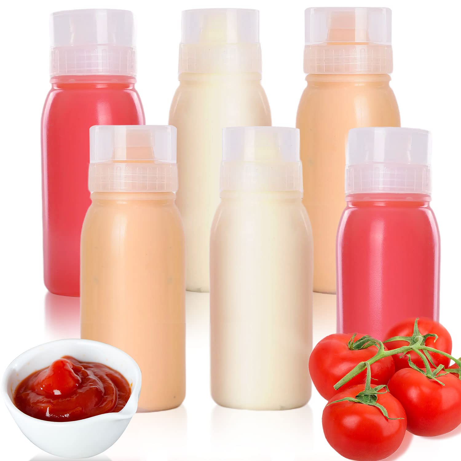 Ramfiyn Condiment Porous Squeeze Bottles, Salad Dressing Container, Squeeze Bottles For Sauces, Multi-Nozzle Salad Squeeze Bottl