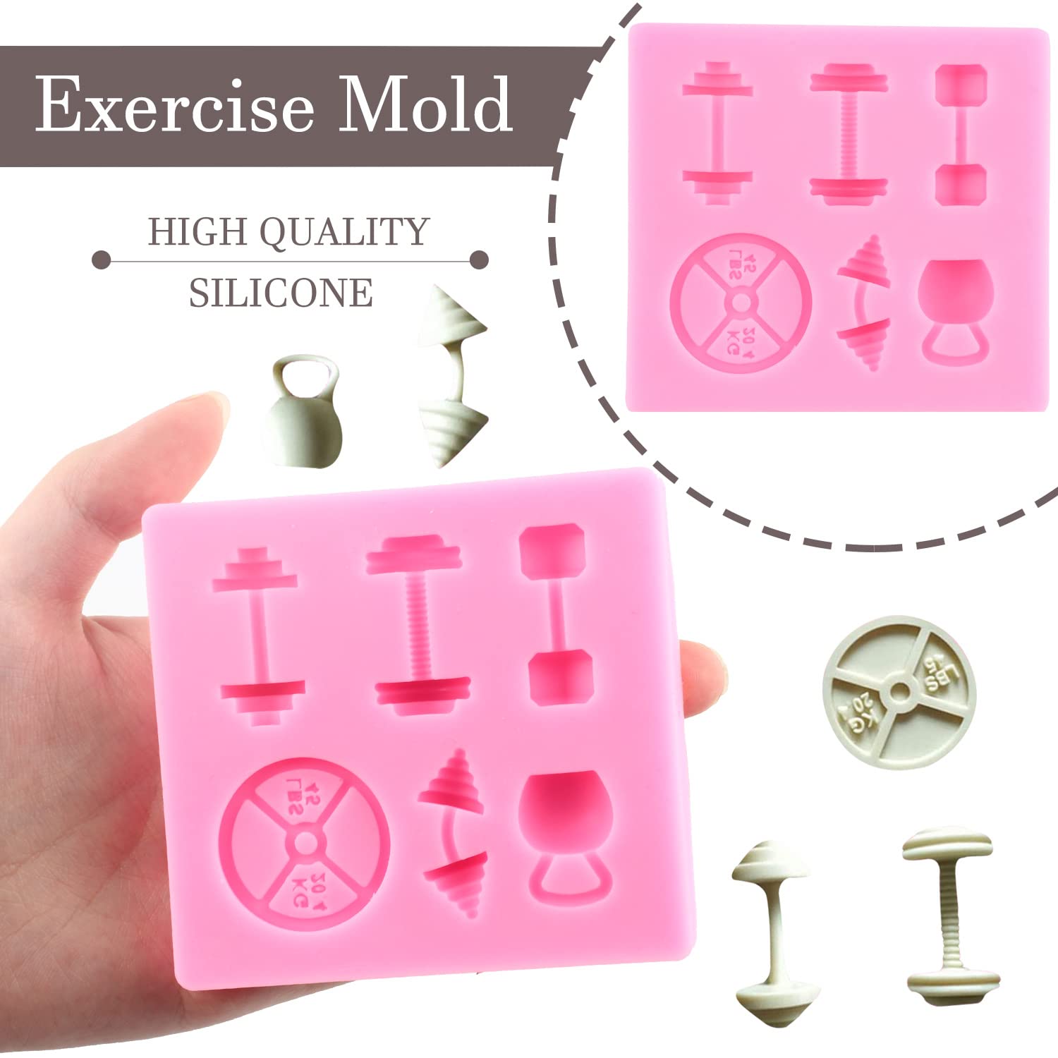 Mujiang Sports Fitness Workout Exercise Dumbbell Silicone Molds Muscle Fondant Mold For Cake Decorating Cupcake Candy Polymer Cl