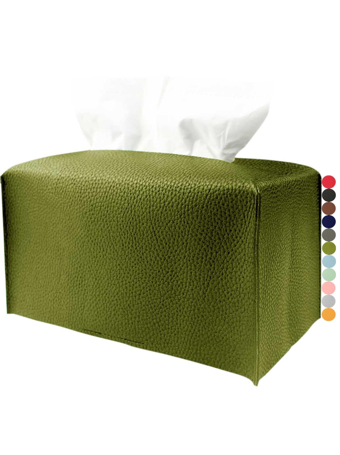 Green Tissue Box Cover Rectangular - Plus Size Large Tissue Box Cover Rectangle [Jesmini] Faux Leather Tissue Box Holder Long Fo