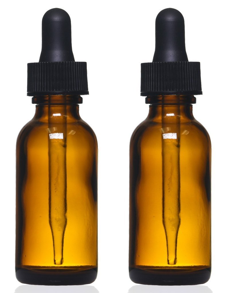 Amber Glass Bottles With Eye Droppers (1 Oz, 2 Pk) For Essential Oils, Colognes & Perfumes, Blank Labels Included