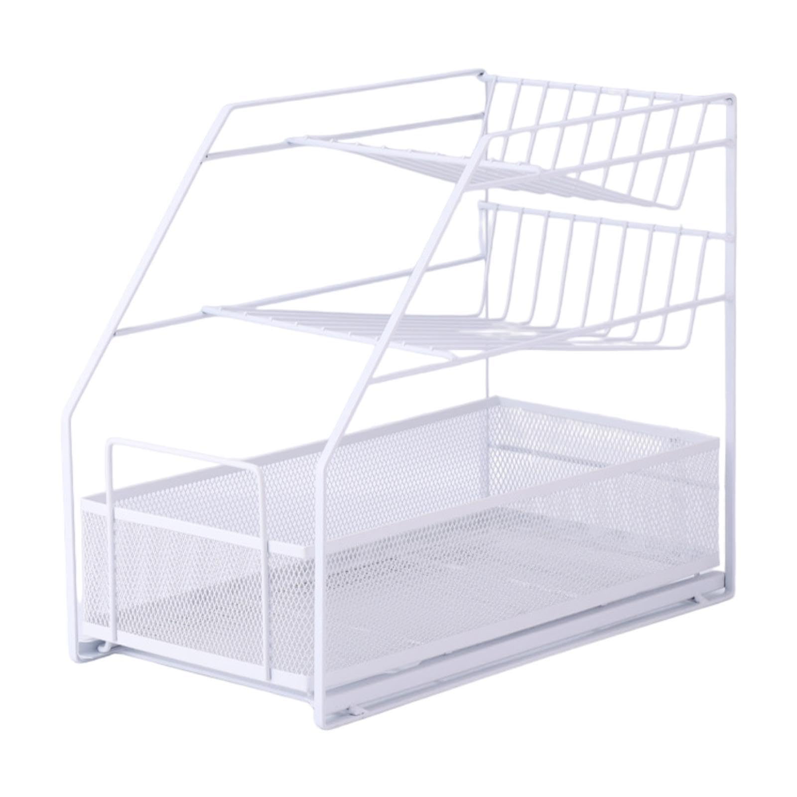 Ujeavette Spice Rack 3 Layer Practical Spice Storage Holder For Tabletop Bathroom Home White
