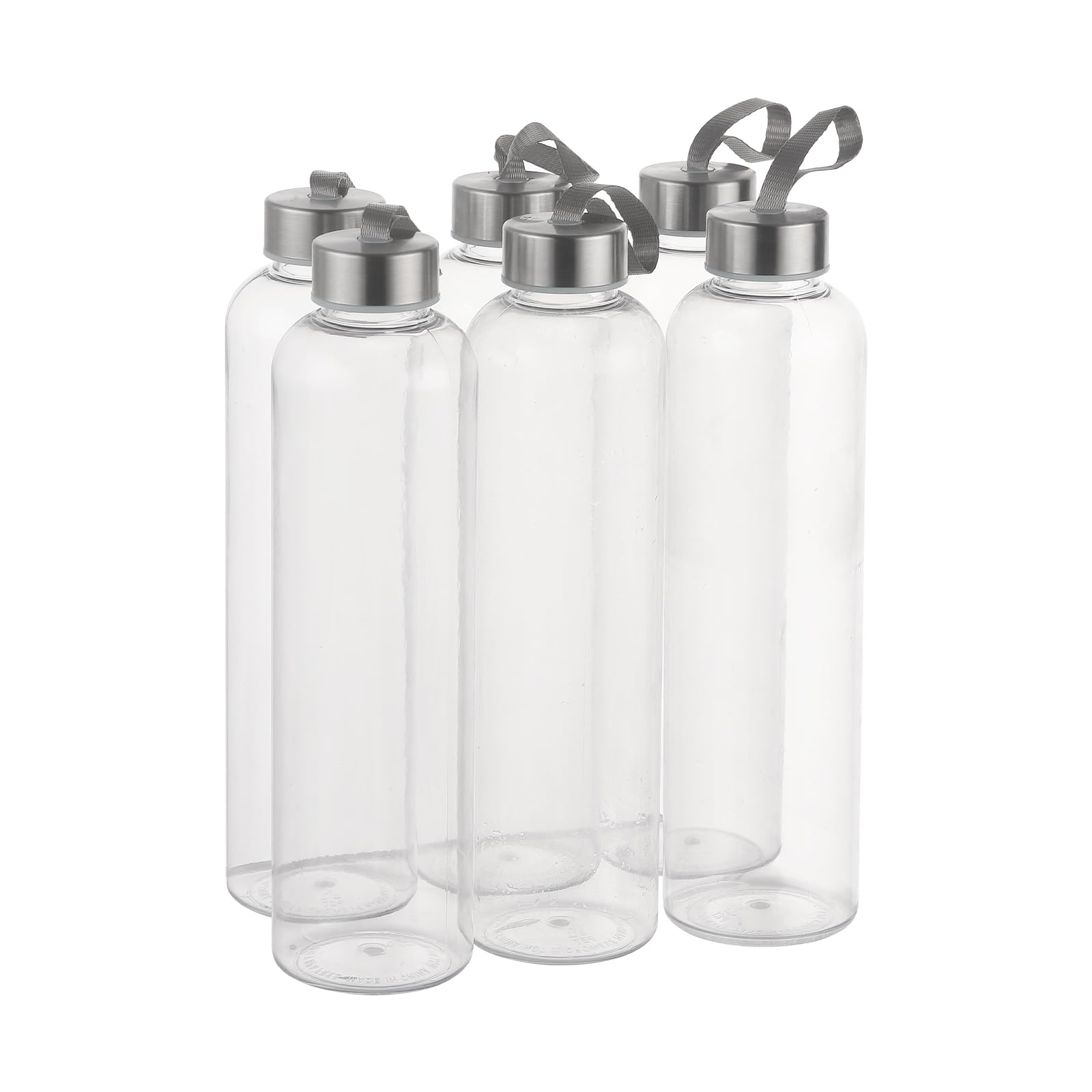 novelinks 6 Pack 27oz CLear Plastic Water Bottles with Airtight Lids