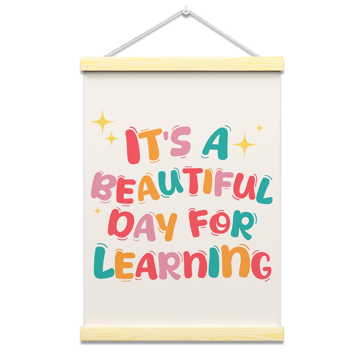 It s a Beautiful Day for Learning Posters Hanger Frame Classroom Reading Room Wall Art Decor Hanging Poster 16x12 Inch Gifts for