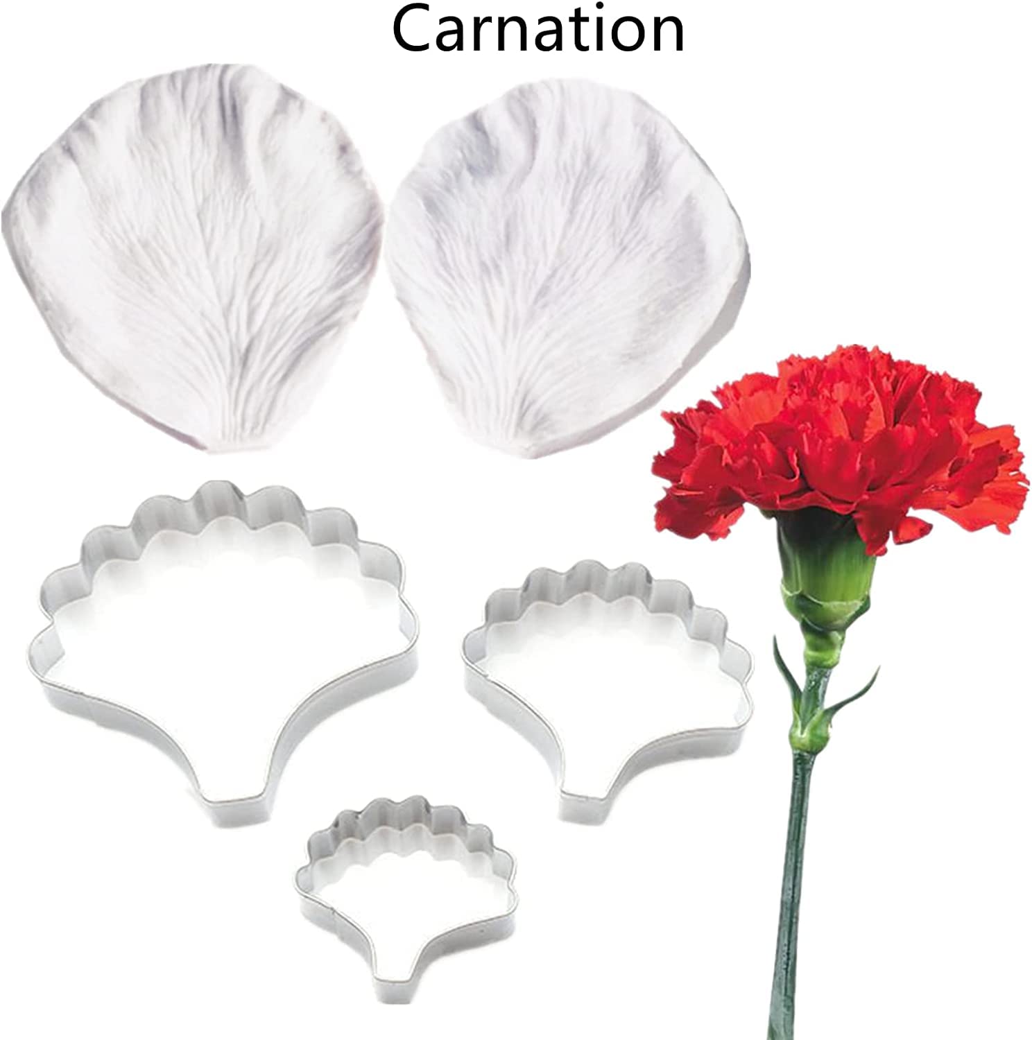 8Set Gum Paste Flower Molds And Cutters Fondant Flower Cutter Gumpaste Flower Silicone Molds Sugar Paste Flowers Making Tools Fo