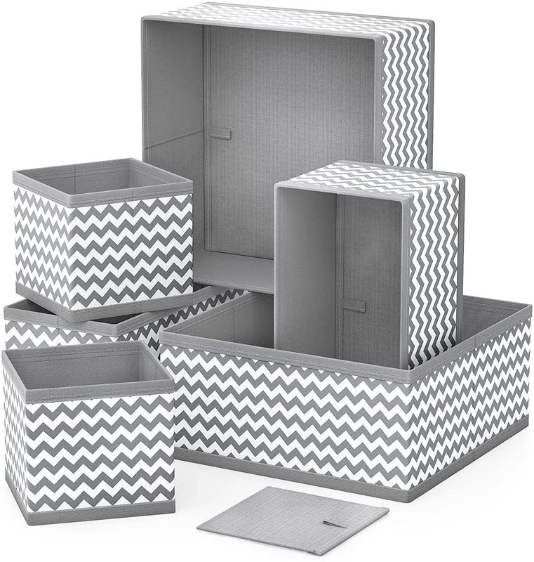 Homtoyou 6 Pcs Foldable Drawer Organizer For Clothes, Wardrobe, And Undergarments Closet Divider Organiser Dresser Basket Bins S