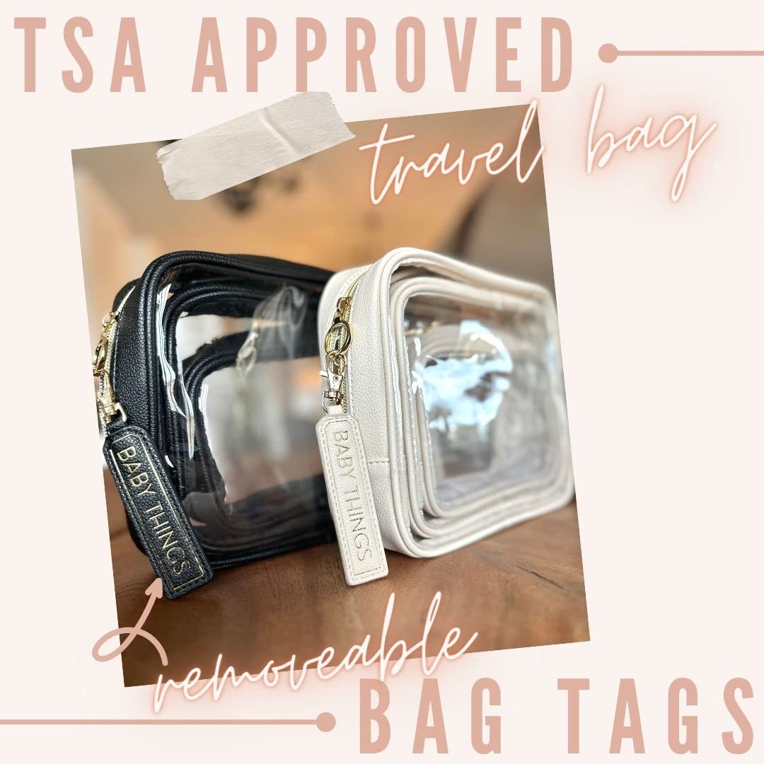 Lucky Love Diaper Bag Organizing Pouches  Set Of 3 Including Diaper Clutch  Dry Wet Bag (Black Clear Trio Pouches Wremovable Tag