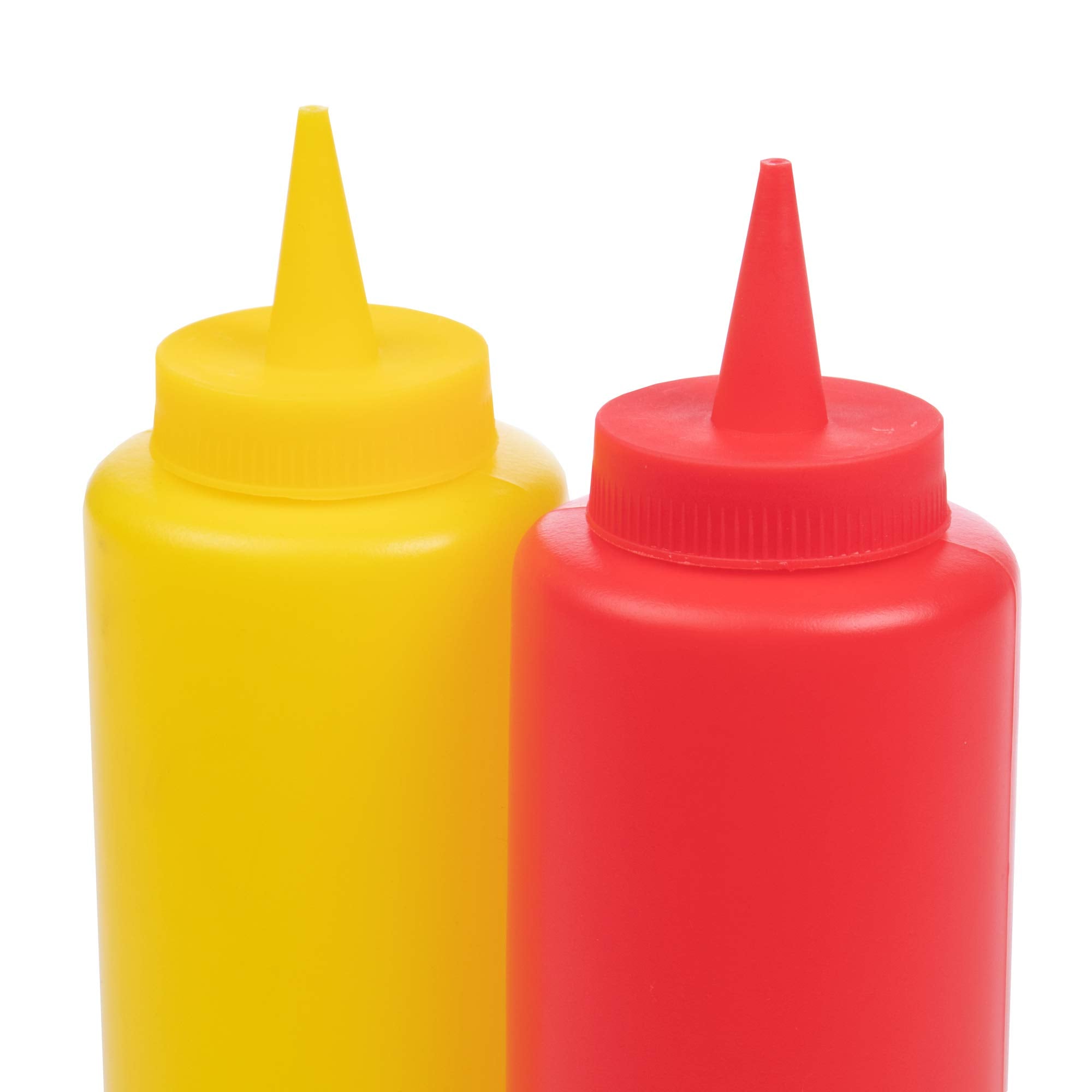 Ketchup And Mustard Squeeze Bottle Combo Pack | 2-Pack 16-Oz Red & Yellow Plastic Kitchen Table Condiment Squirt Dispensers | Re