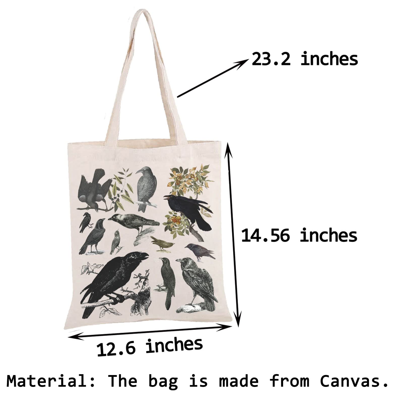 Pwhaoo Black Bird And Ravens Tote Bag Wild Bird Watching Gift Spooky Season Dark Academia Witchy Black Bird Mama Gift (Black Bir