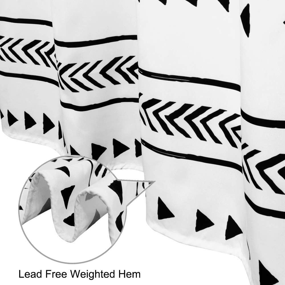 Uphome 72x72 Boho Shower Curtain Black and White Fabric Bathroom Curtains Set with Hooks  Chic Triangle and Geometric Tassel Bath Curtain  Heavy Duty and Waterproof for Modern Hotel Decor