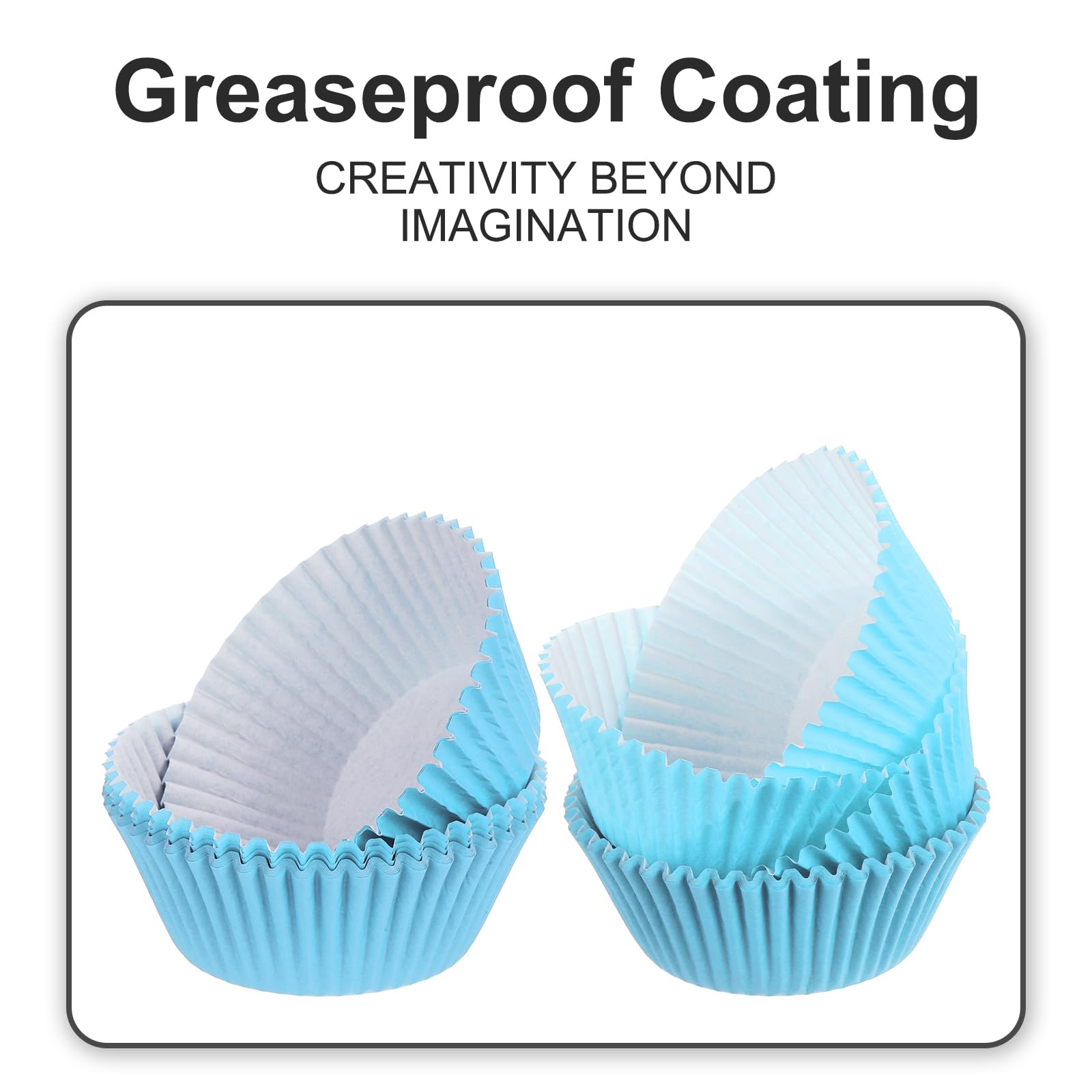 Uxcell 300 Pcs Cupcake Liners, Muffins Paper Baking Cups Wrappers Standard Greaseproof For Baking Cupcake Wrapper, Sky Blue