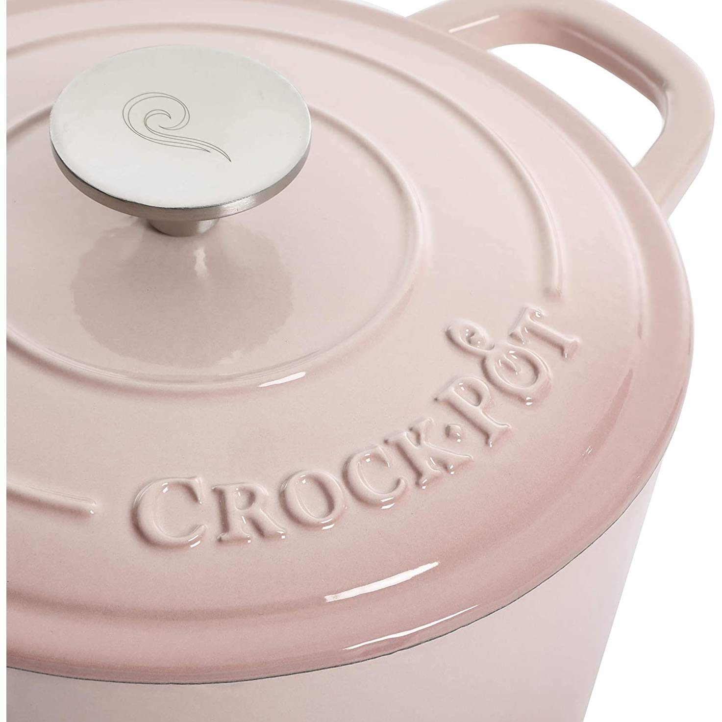 Crock-Pot Artisan Round Enameled Cast Iron Dutch Oven, 5-Quart, Blush Pink