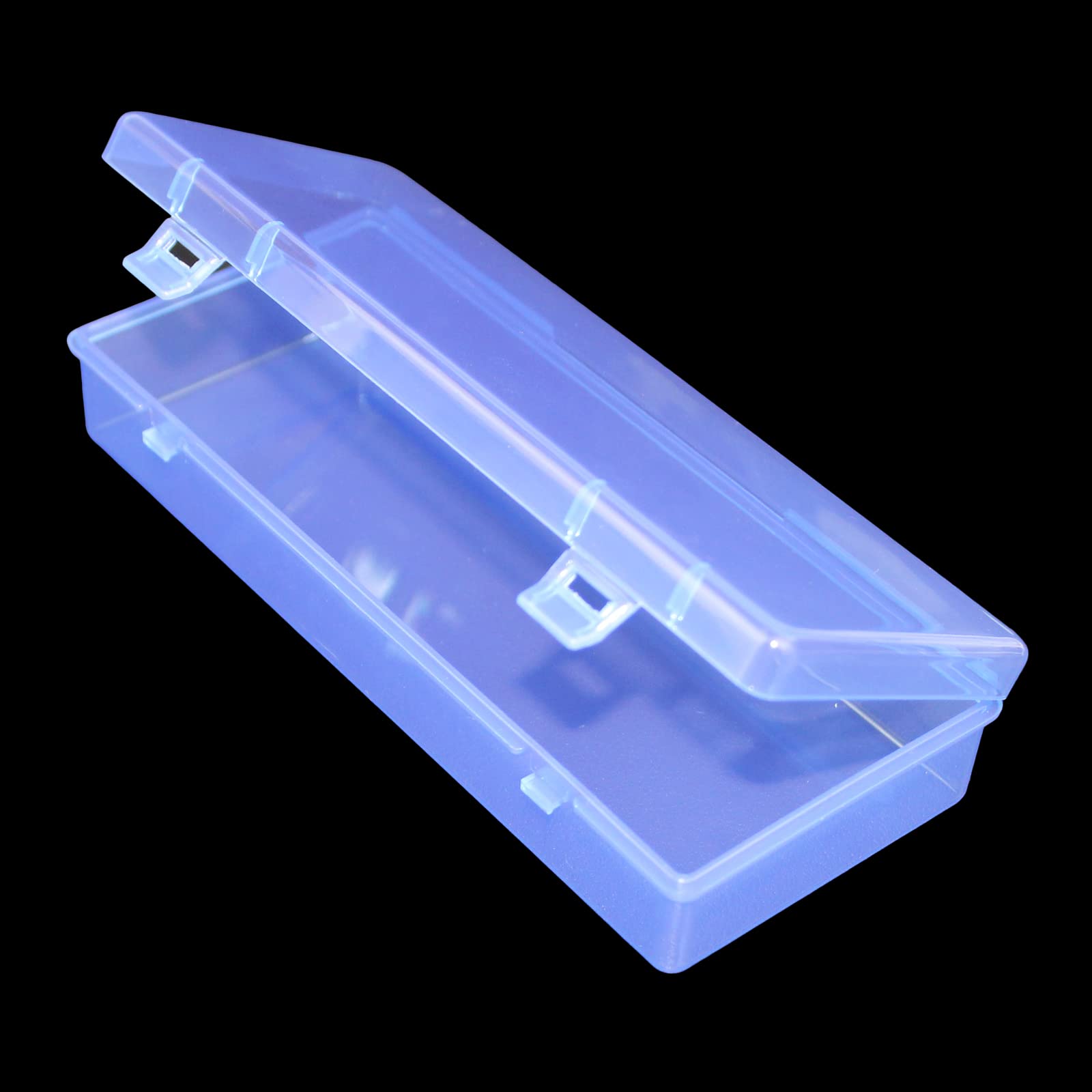 Ljy 10 Pieces Rectangular Empty Mini Clear Plastic Organizer Storage Box Containers With Hinged Lids (6.1 X 2.6 X 1.2 Inch, Blue