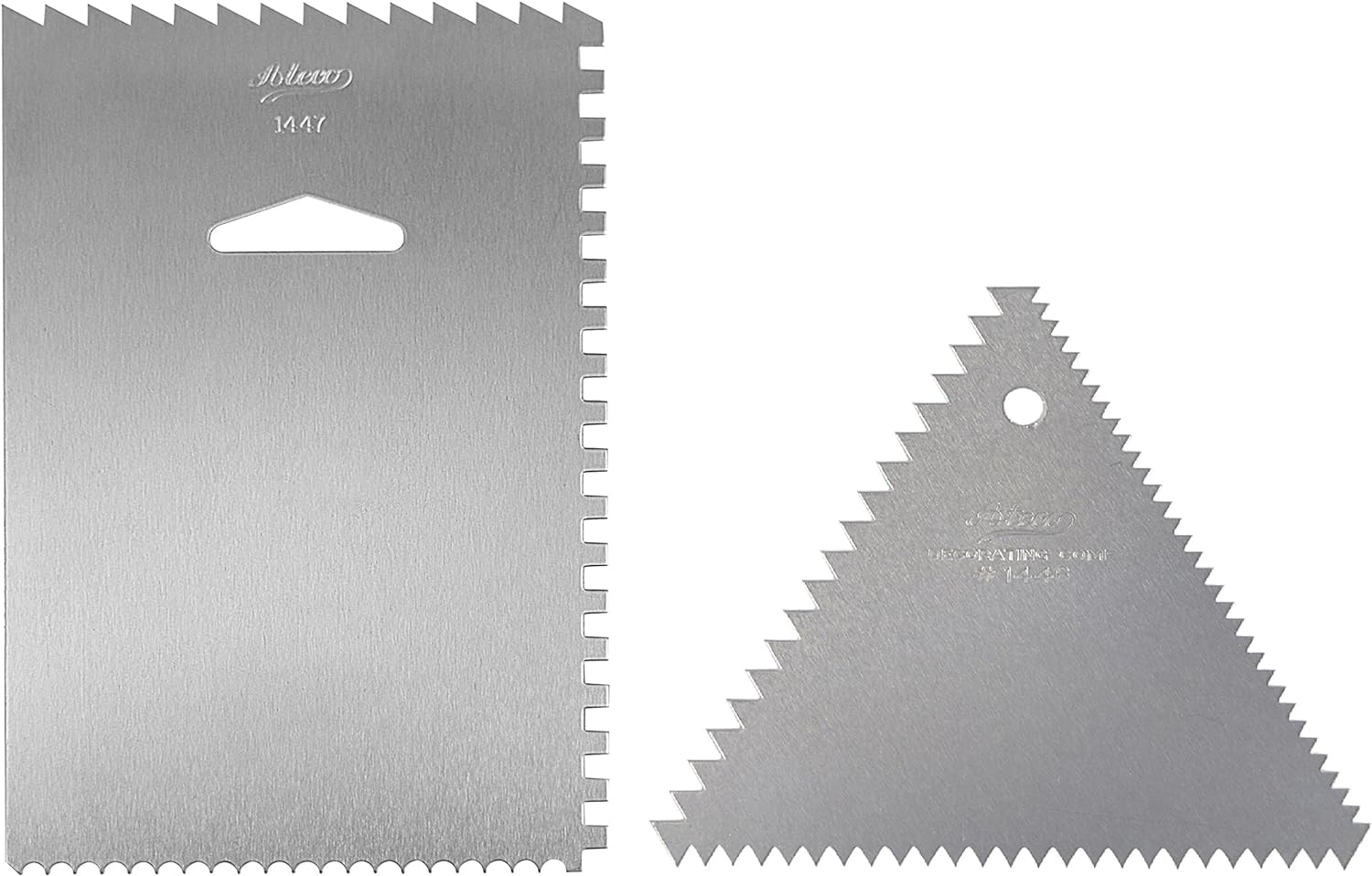 Ateco Decorating Comb & Icing Smoother, 4 Sided Baking Supplies, 6 x 3.75, Silver