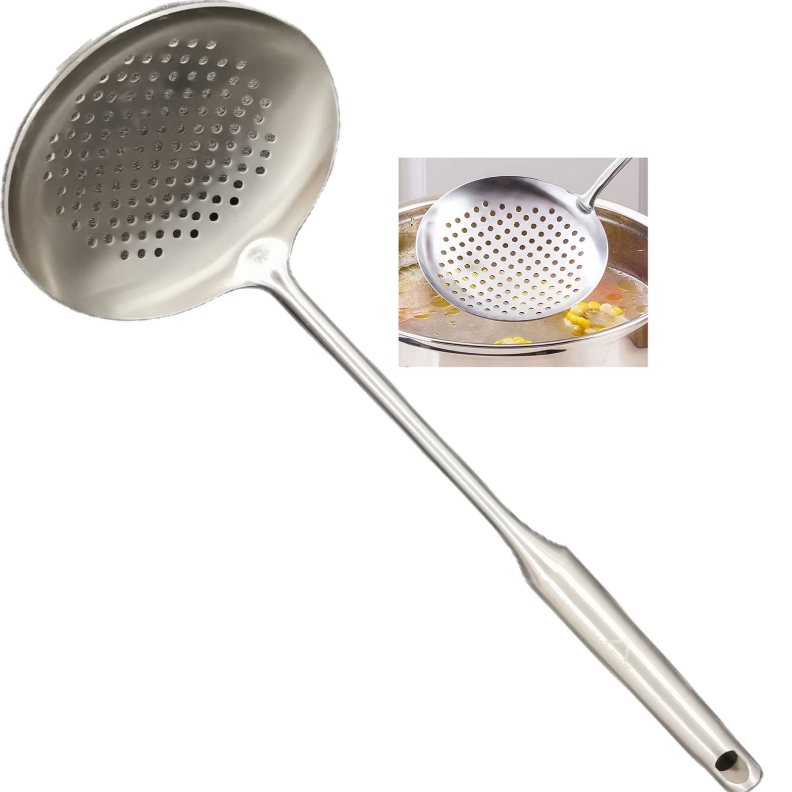 A  Houseware Skimmer Stainless Steel Large Slotted Spoon Colander Strainer Ladle For Cooking Heat Proof Hollow Handle Serving Ut