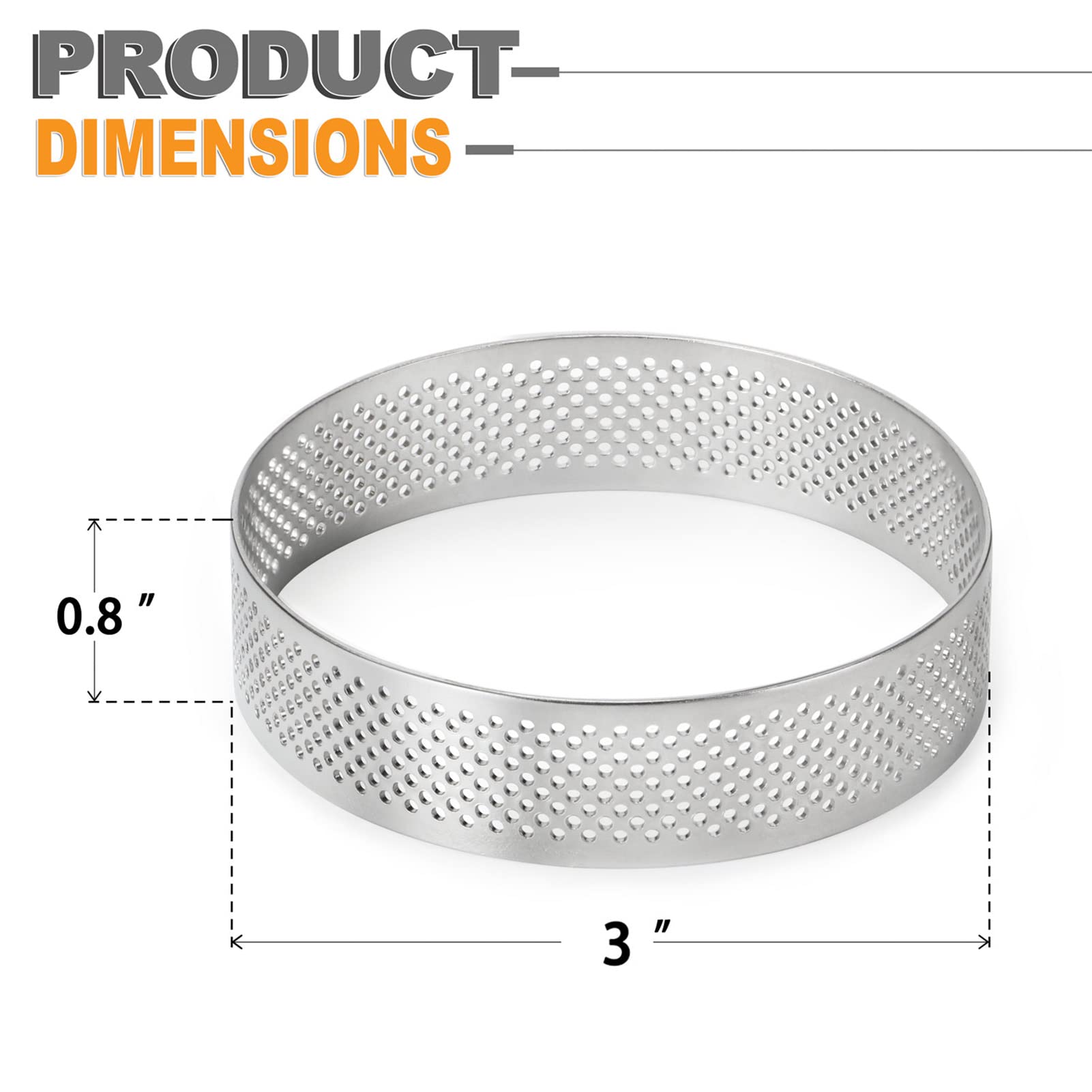 Fangsun Tart Ring, Perforated Tart Rings For Baking, Stainless Steel Nonstick Round Cake Ring, Metal Pastry Mold For French Dess