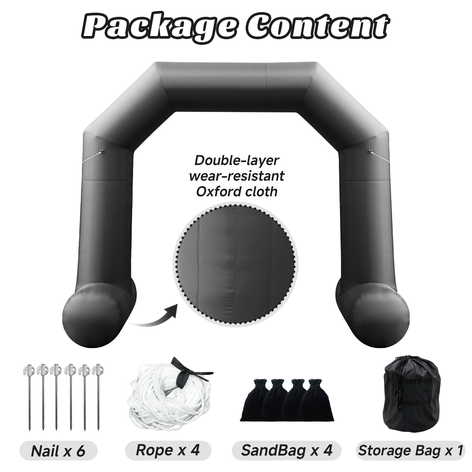 Cinnliy 20Ft Black Inflatable Start/Finish Arch Outdoor, Sport Blow Up Arch Inflatable for Race, Outdoor Sport Party, Advertisin