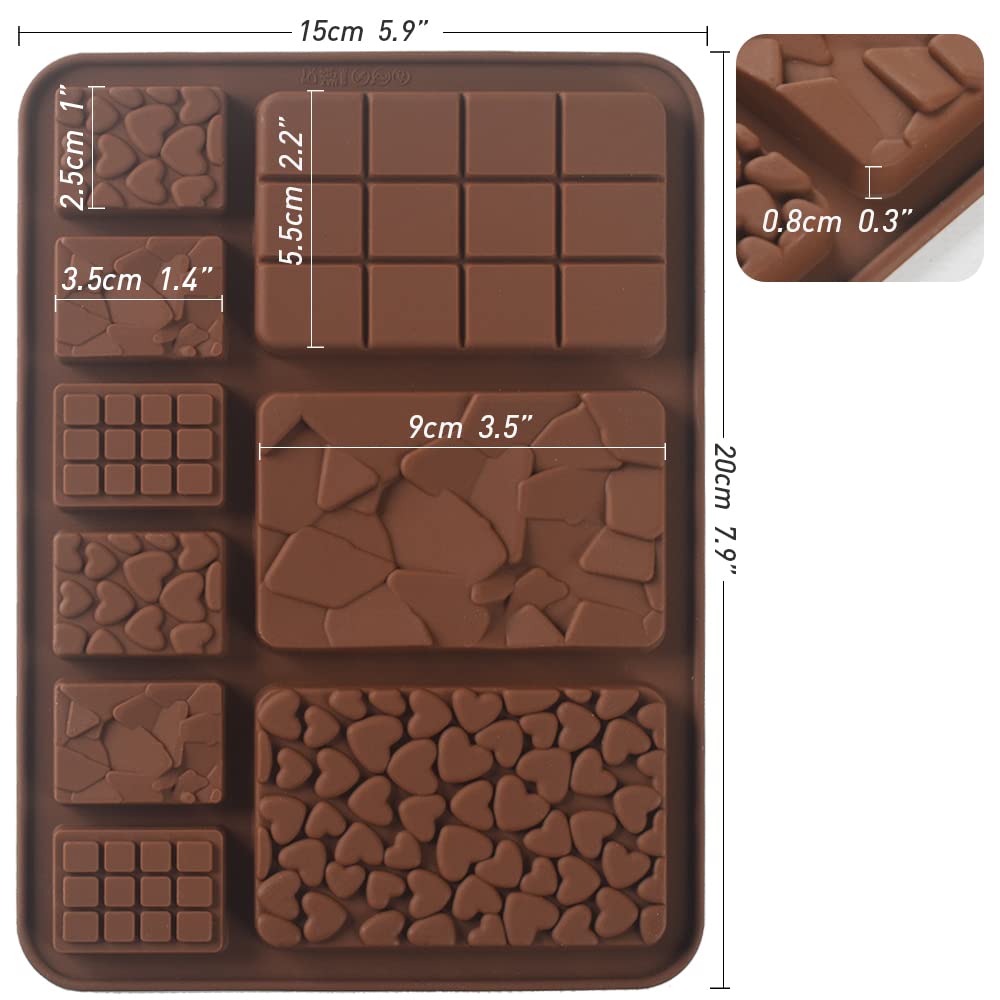 Cozihom Break Apart Silicone Chocolate Molds, Chocolate Bar Molds, Homemade Protein And Energy Bar Molds, 5 Packs
