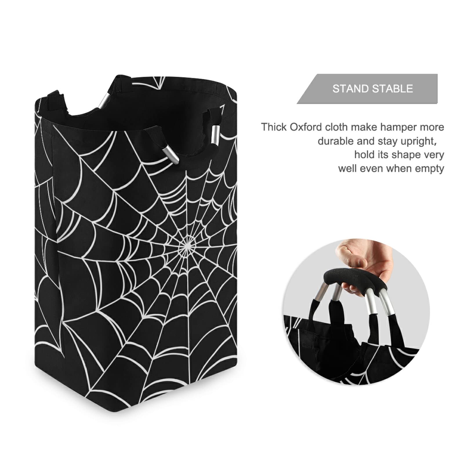 Xuwu 50L Laundry Basket Halloween Spider Foldable Laundry Hamper With Padded Handles Waterproof Durable Clothes Hamper Storage B