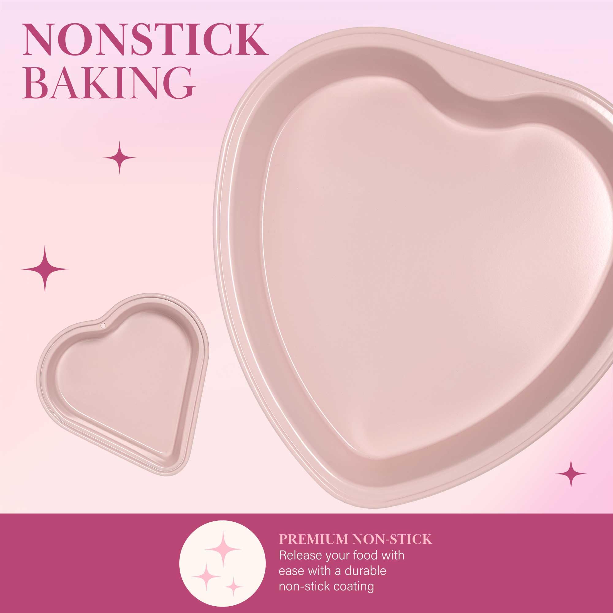 Paris Hilton Heart Shaped Bakeware Set, Carbon Steel, 6-Piece, Dishwasher Safe, Pink
