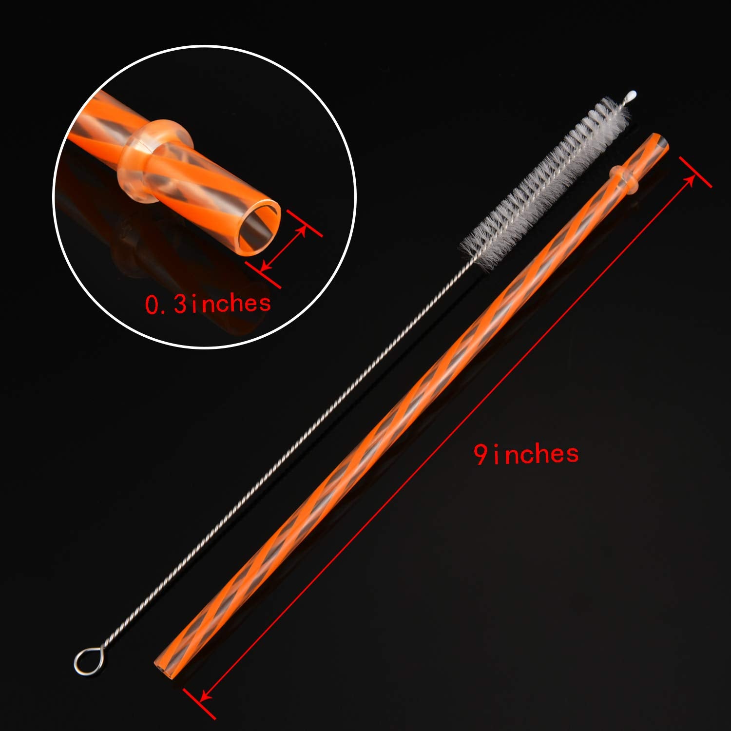 Jovitec 60 Pieces Halloween Straws Plastic Reusable Straw With Straw Cleaning Brush For Halloween Party Family Supply, 9 Inches